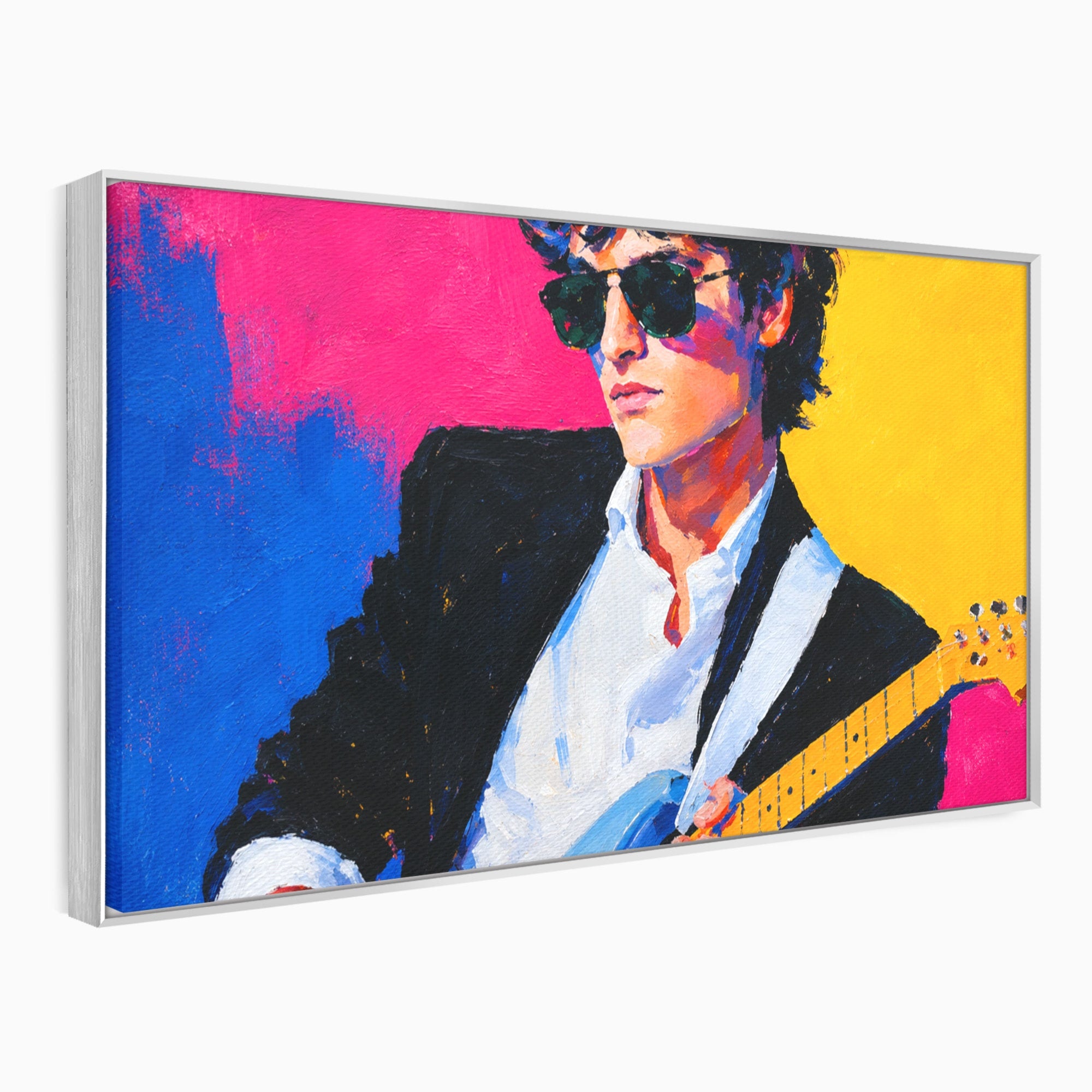 Tablou Canvas Premium LuxCanva® R1036, Chitaristul Retro, Chitarist, Retro, Portret, Muzica, Living, Culori Vibrante