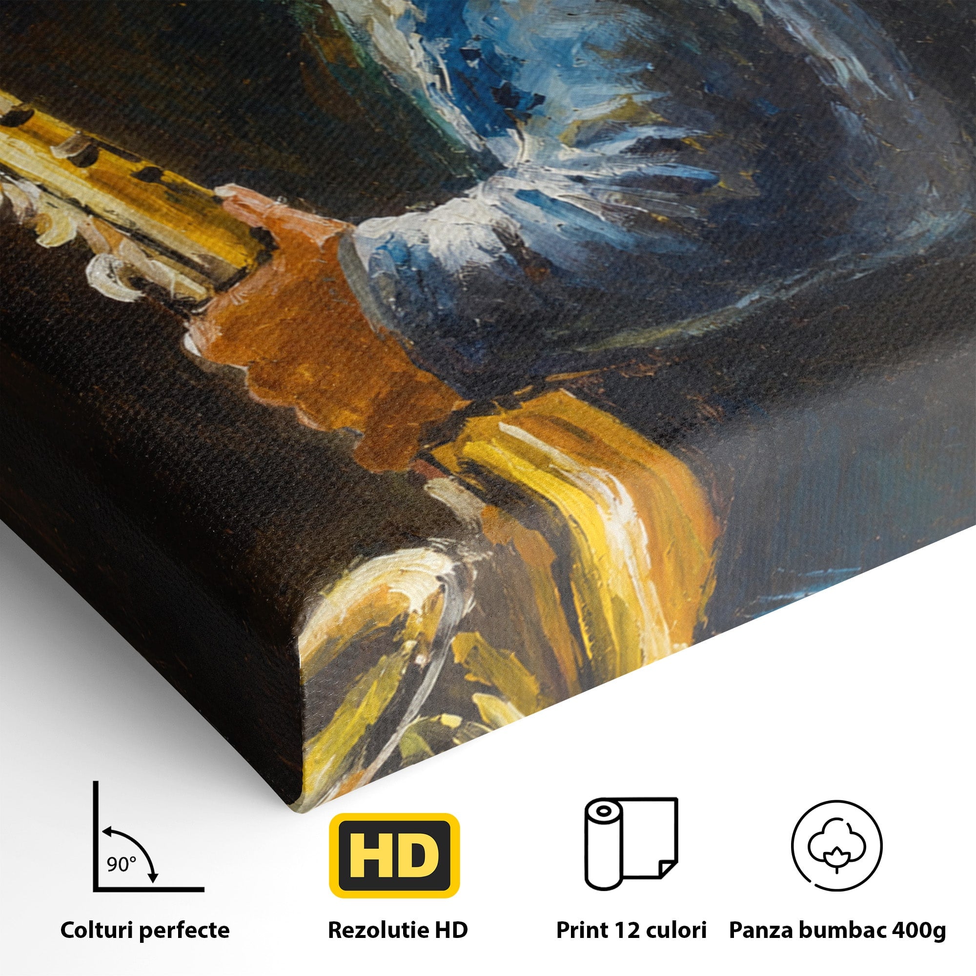 Tablou Canvas Premium LuxCanva® R1037, Saxofonistul Nostalgic, Muzician, Saxofon, Portret, Jazz, Living, Culori Vibrante