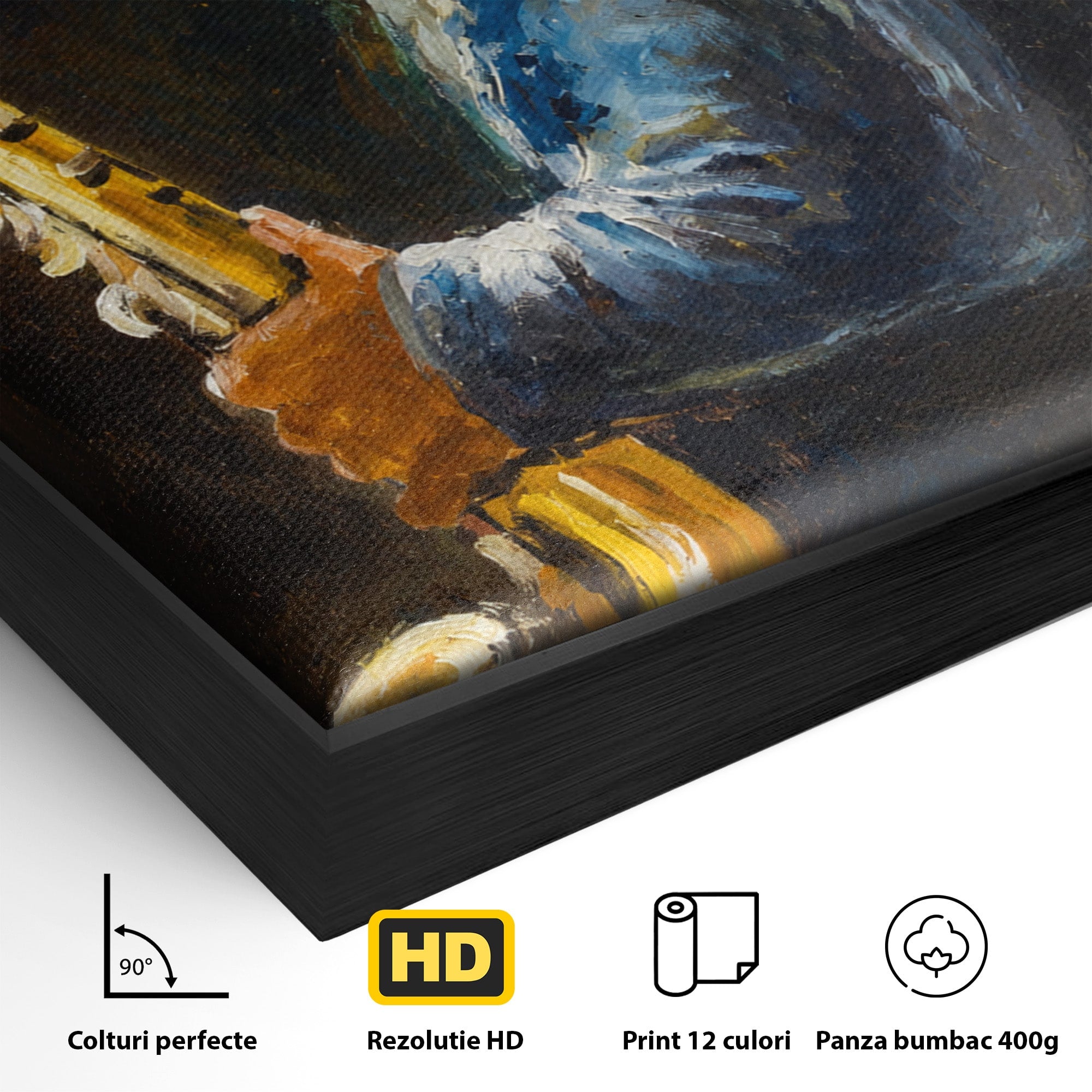 Tablou Canvas Premium LuxCanva® R1037, Saxofonistul Nostalgic, Muzician, Saxofon, Portret, Jazz, Living, Culori Vibrante