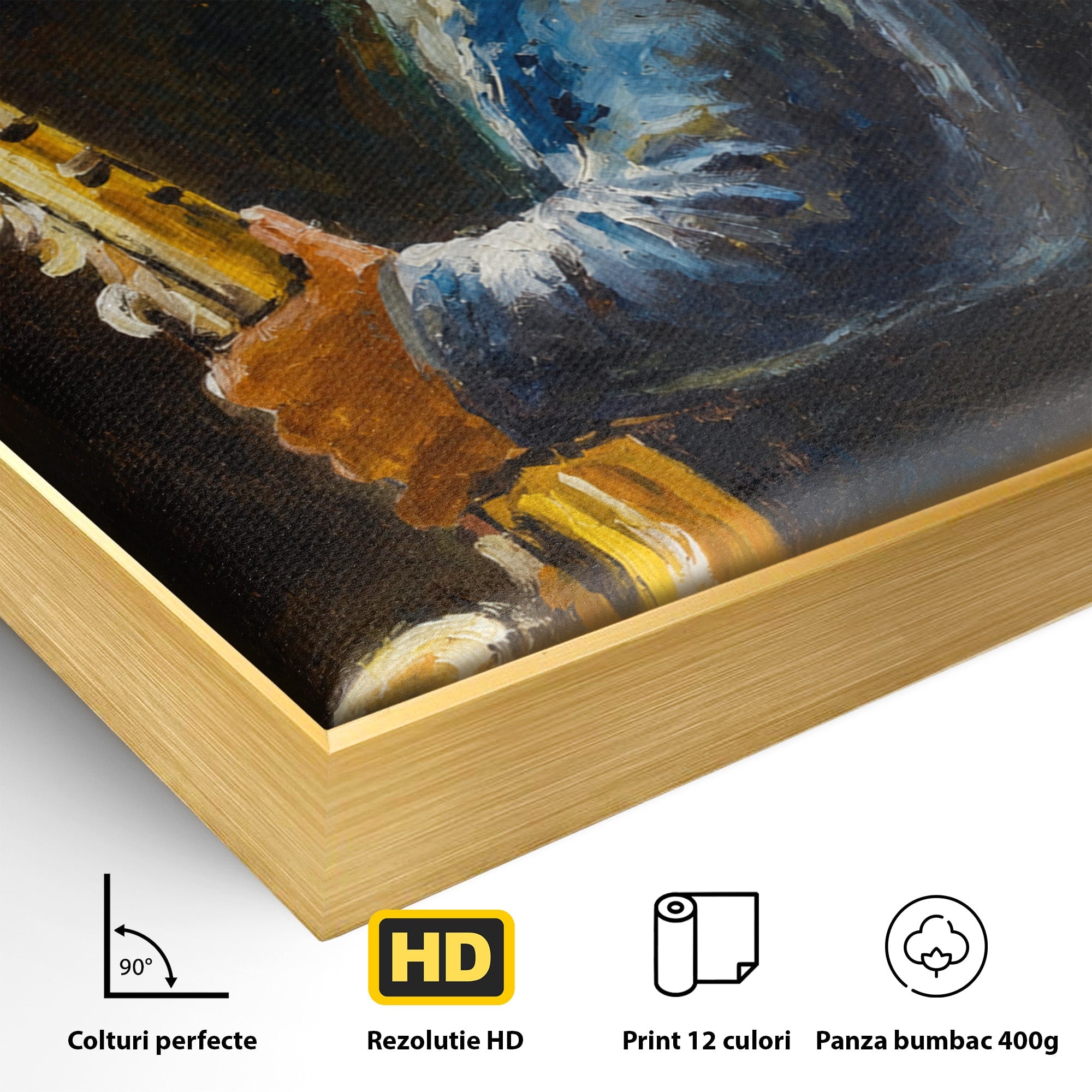 Tablou Canvas Premium LuxCanva® R1037, Saxofonistul Nostalgic, Muzician, Saxofon, Portret, Jazz, Living, Culori Vibrante
