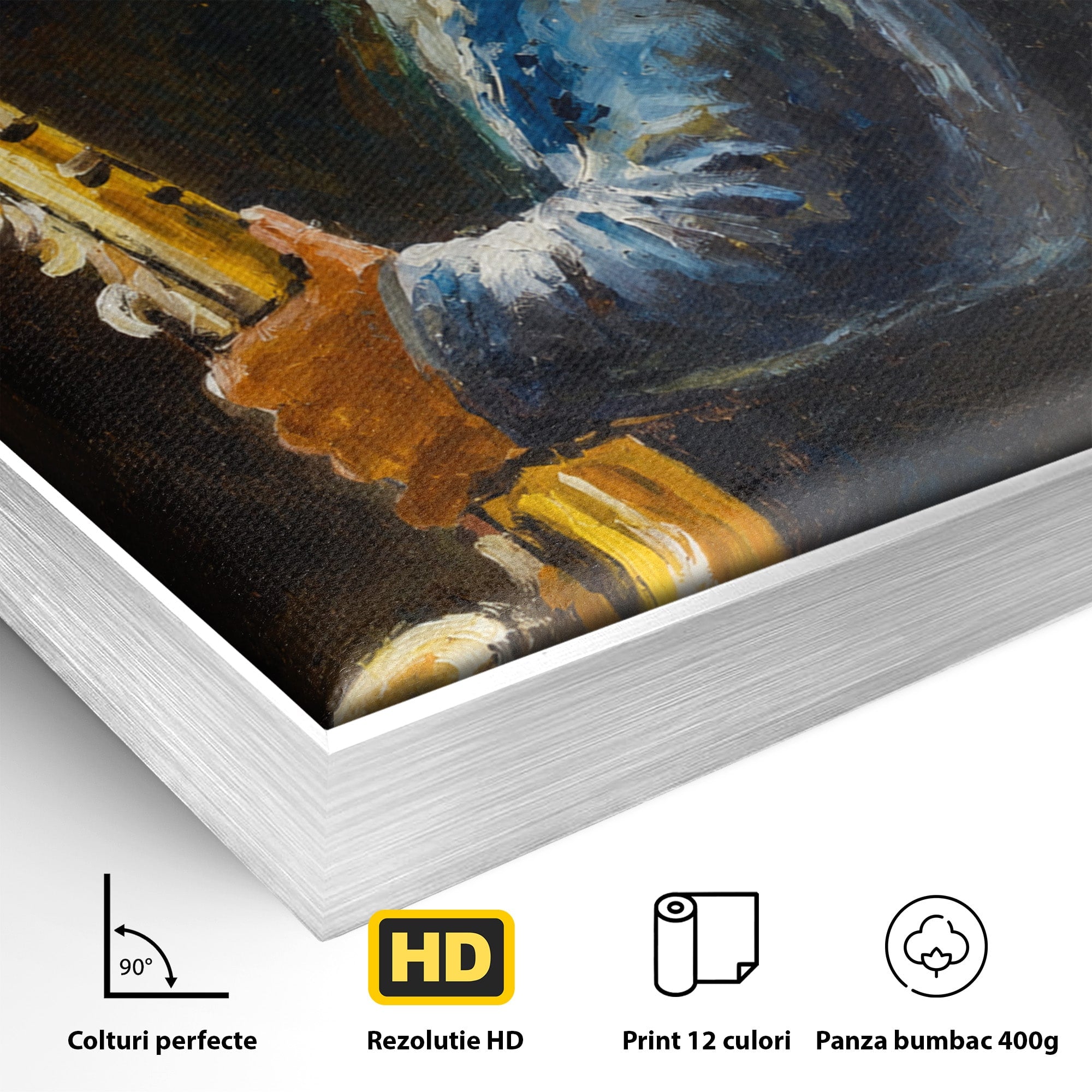 Tablou Canvas Premium LuxCanva® R1037, Saxofonistul Nostalgic, Muzician, Saxofon, Portret, Jazz, Living, Culori Vibrante