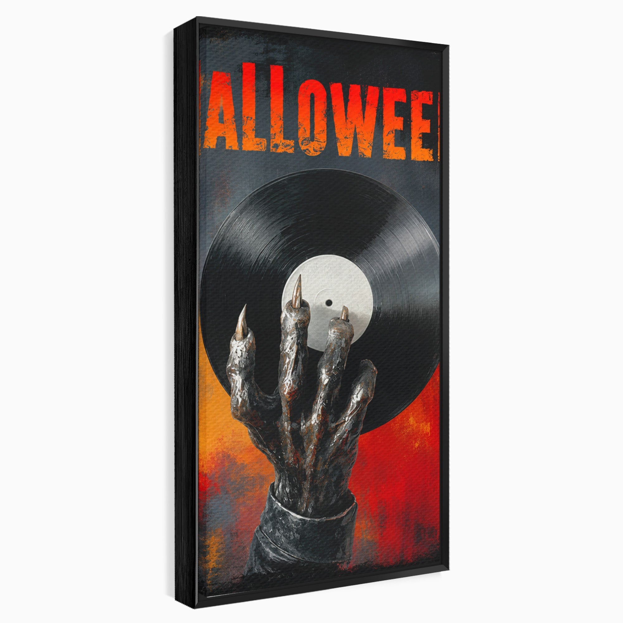 Tablou Canvas Premium LuxCanva® R1038, Mana Demonica Cu Disc Vinil, Mana, Vinil, Demonic, Halloween, Living, Culori Vibrante
