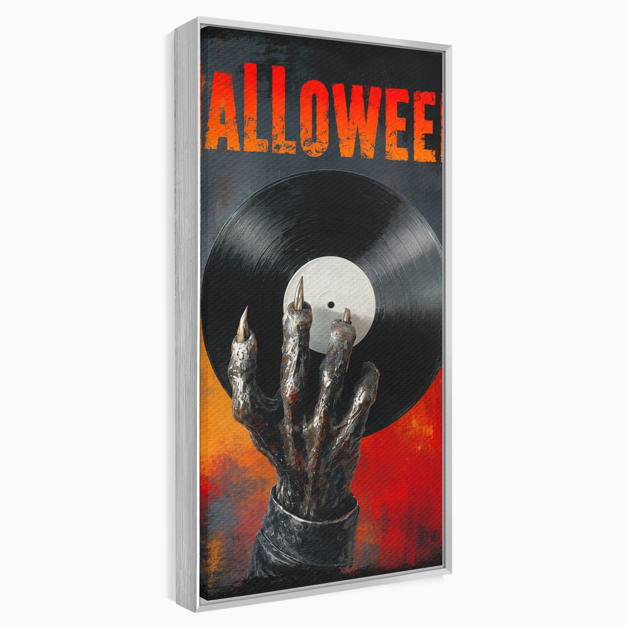 Tablou Canvas Premium LuxCanva® R1038, Mana Demonica Cu Disc Vinil, Mana, Vinil, Demonic, Halloween, Living, Culori Vibrante