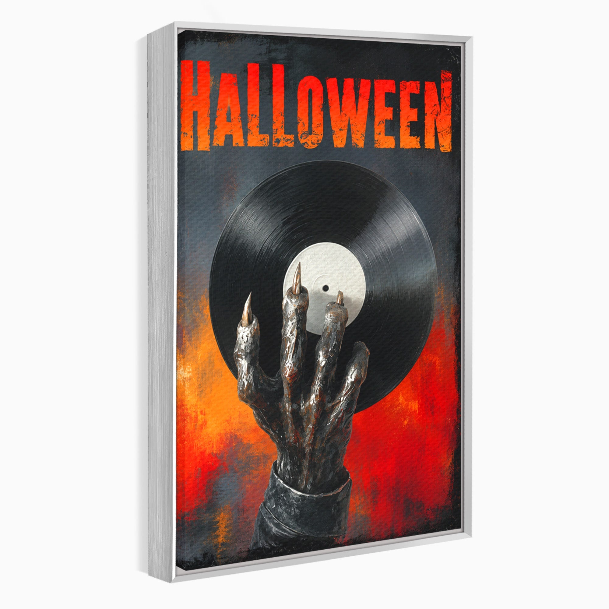 Tablou Canvas Premium LuxCanva® R1038, Mana Demonica Cu Disc Vinil, Mana, Vinil, Demonic, Halloween, Living, Culori Vibrante