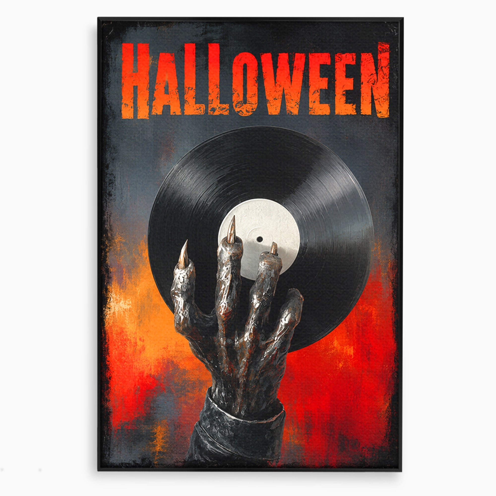 Tablou Canvas Premium LuxCanva® R1038, Mana Demonica Cu Disc Vinil, Mana, Vinil, Demonic, Halloween, Living, Culori Vibrante