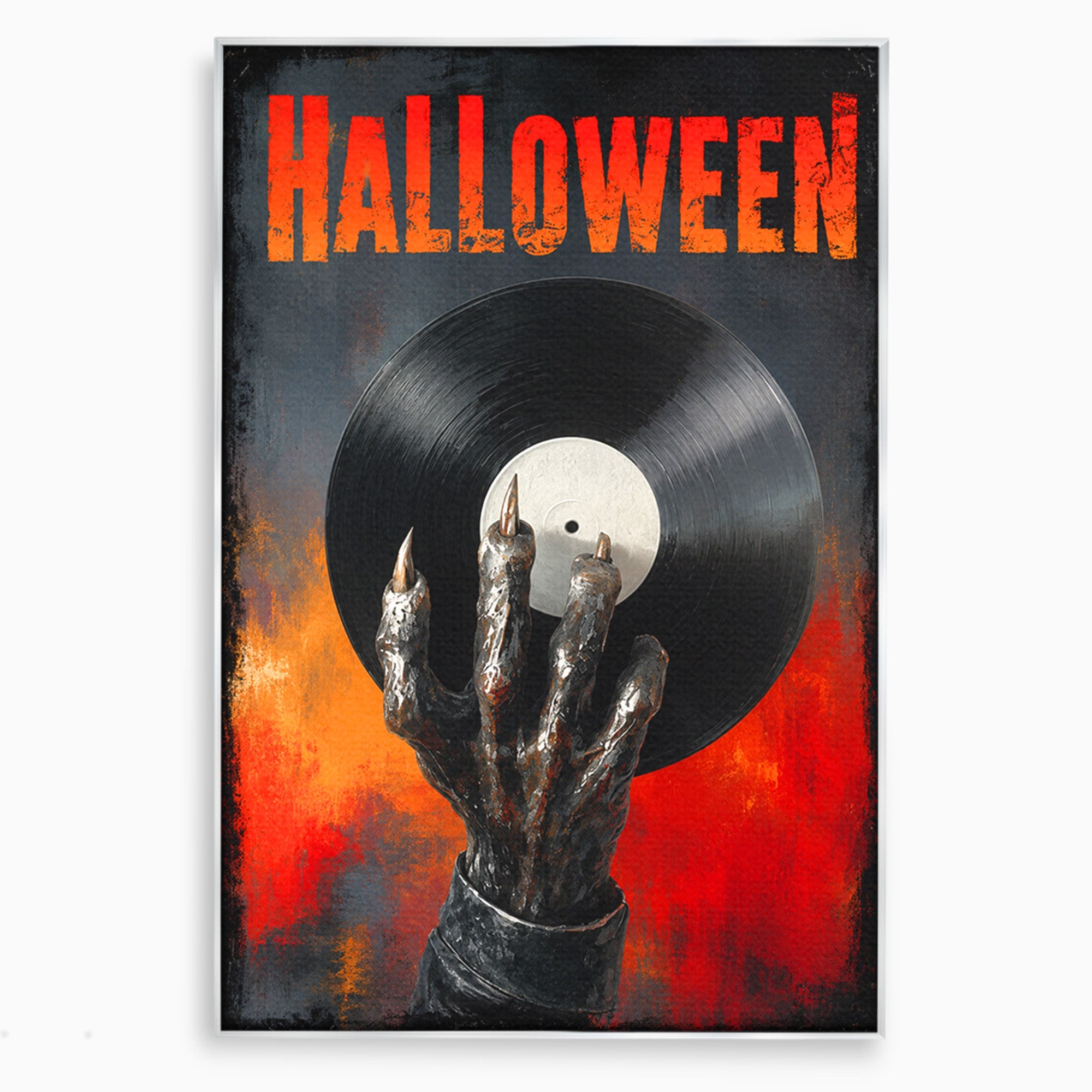 Tablou Canvas Premium LuxCanva® R1038, Mana Demonica Cu Disc Vinil, Mana, Vinil, Demonic, Halloween, Living, Culori Vibrante