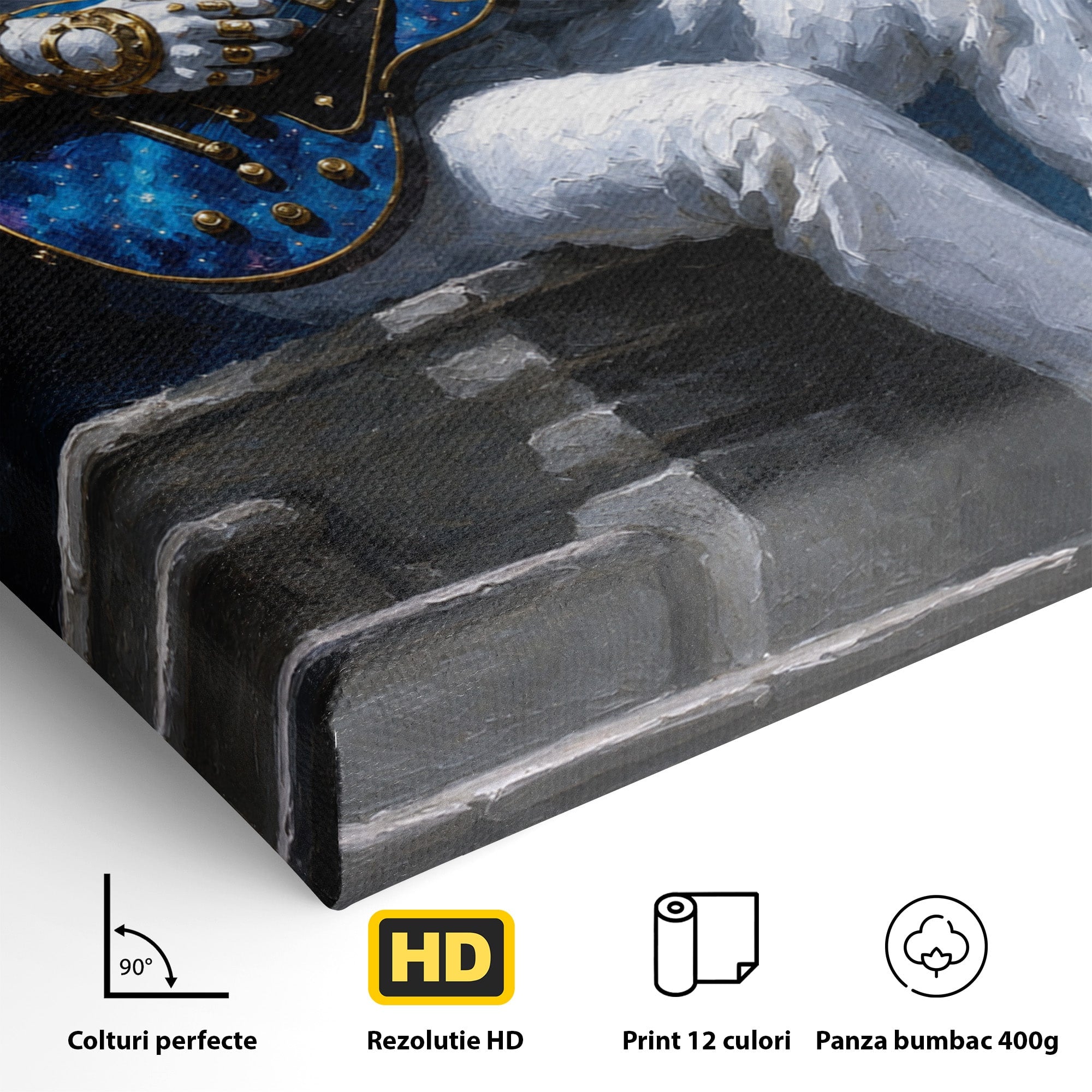 Tablou Canvas Premium LuxCanva® R1039, Astronaut Cu Chitara, Astronaut, Chitara, Spatiu, Arta Contemporana, Birou, Culori Vibrante