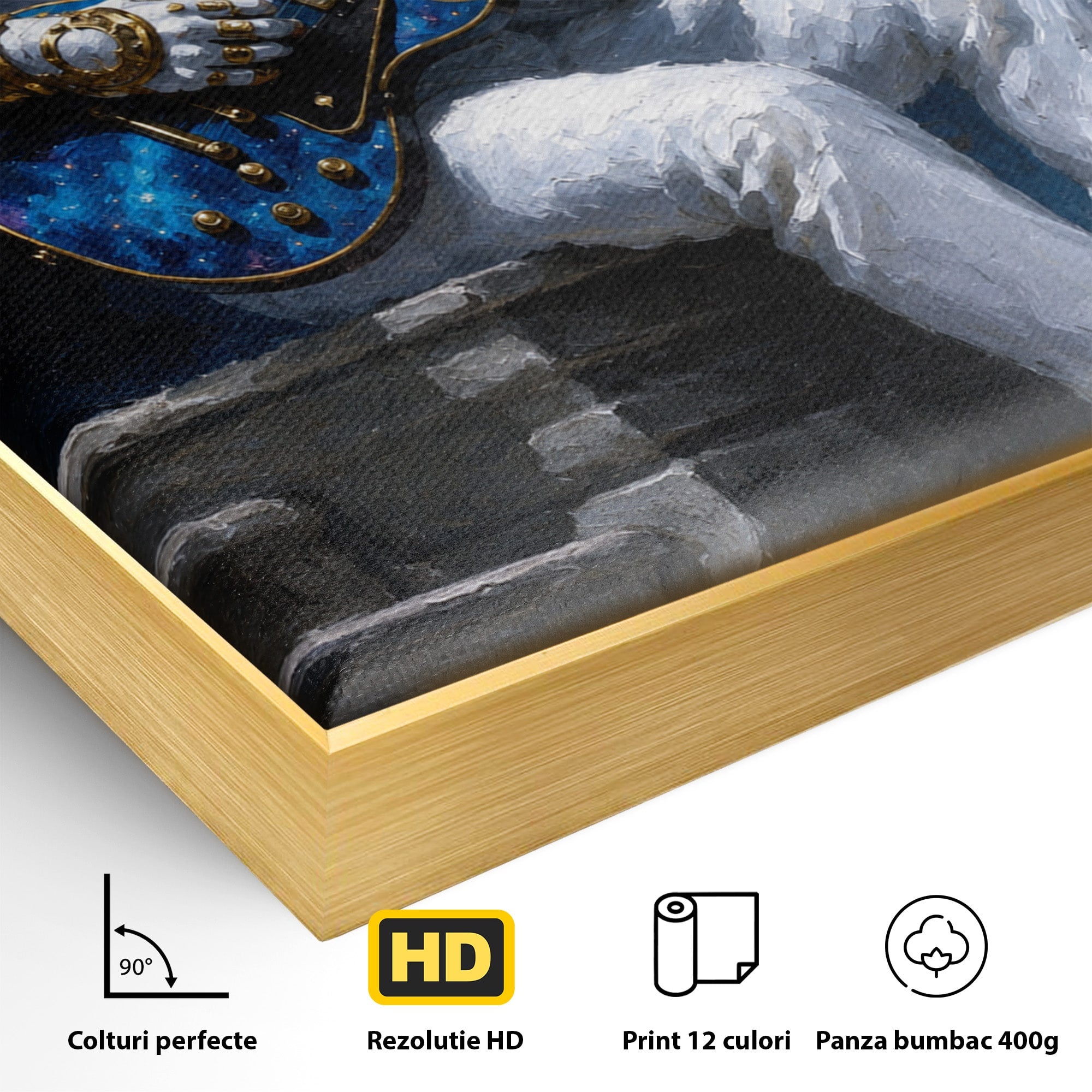 Tablou Canvas Premium LuxCanva® R1039, Astronaut Cu Chitara, Astronaut, Chitara, Spatiu, Arta Contemporana, Birou, Culori Vibrante