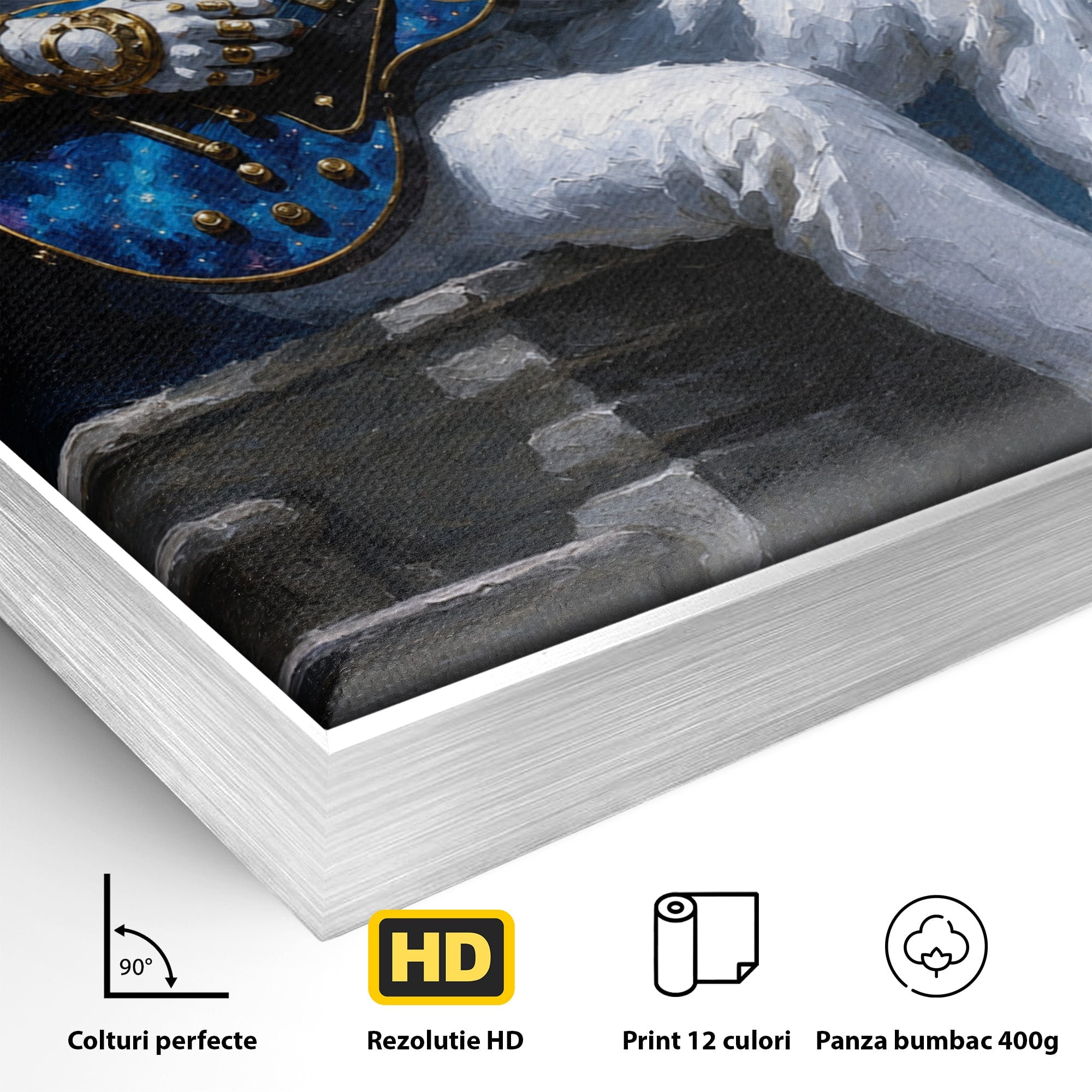 Tablou Canvas Premium LuxCanva® R1039, Astronaut Cu Chitara, Astronaut, Chitara, Spatiu, Arta Contemporana, Birou, Culori Vibrante