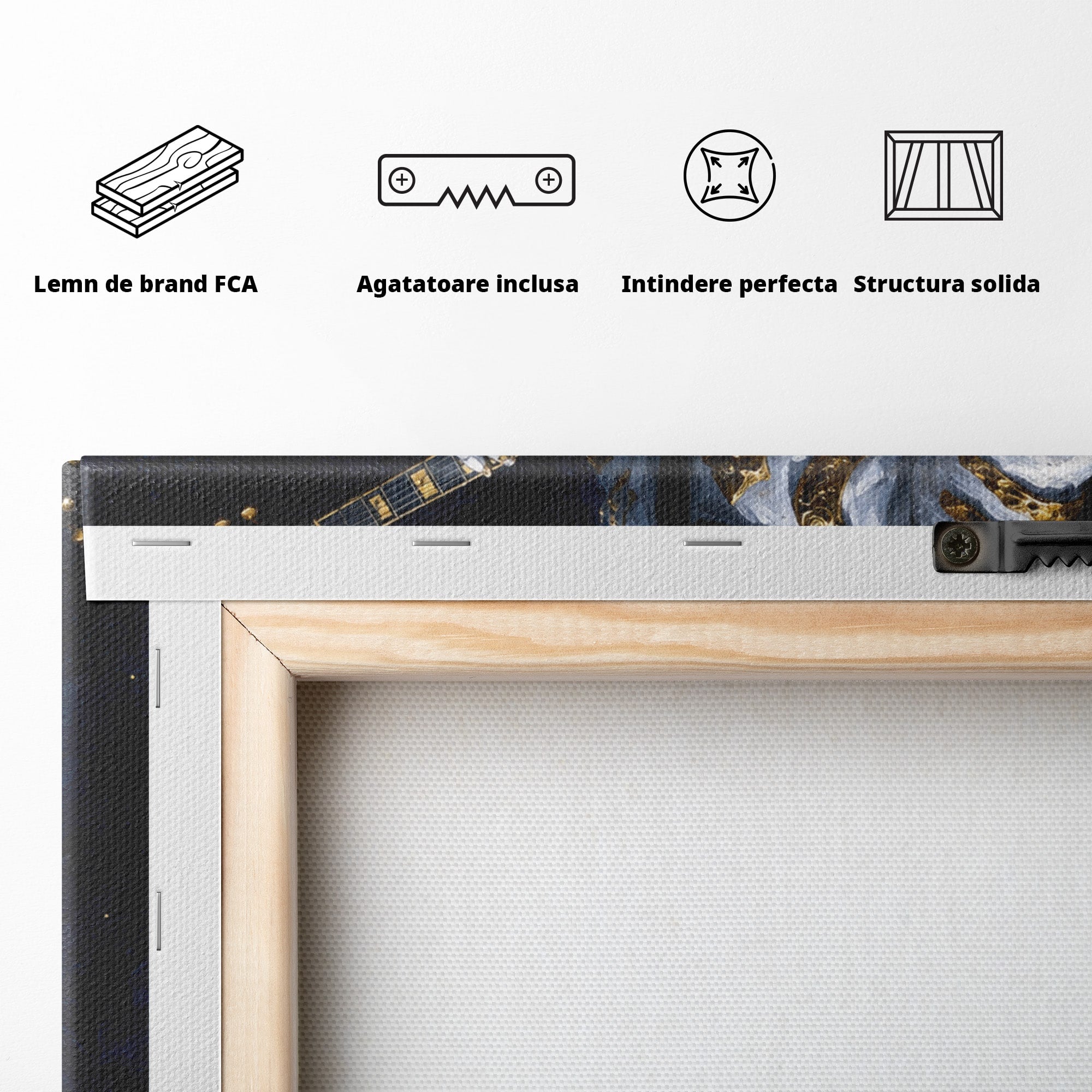 Tablou Canvas Premium LuxCanva® R1039, Astronaut Cu Chitara, Astronaut, Chitara, Spatiu, Arta Contemporana, Birou, Culori Vibrante