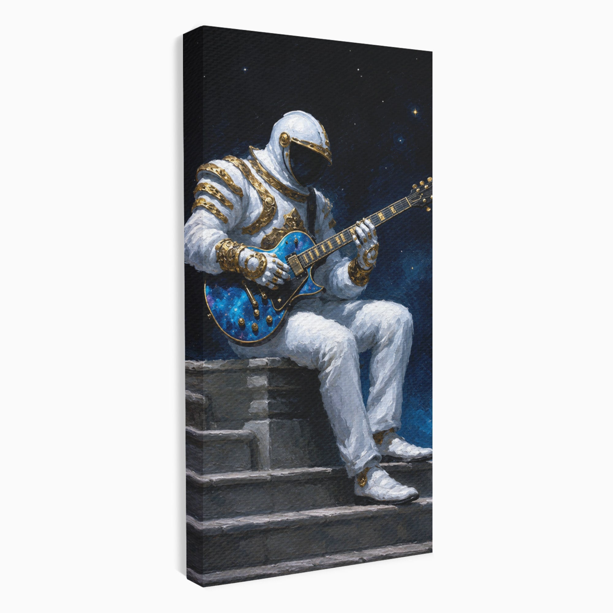 Tablou Canvas Premium LuxCanva® R1039, Astronaut Cu Chitara, Astronaut, Chitara, Spatiu, Arta Contemporana, Birou, Culori Vibrante
