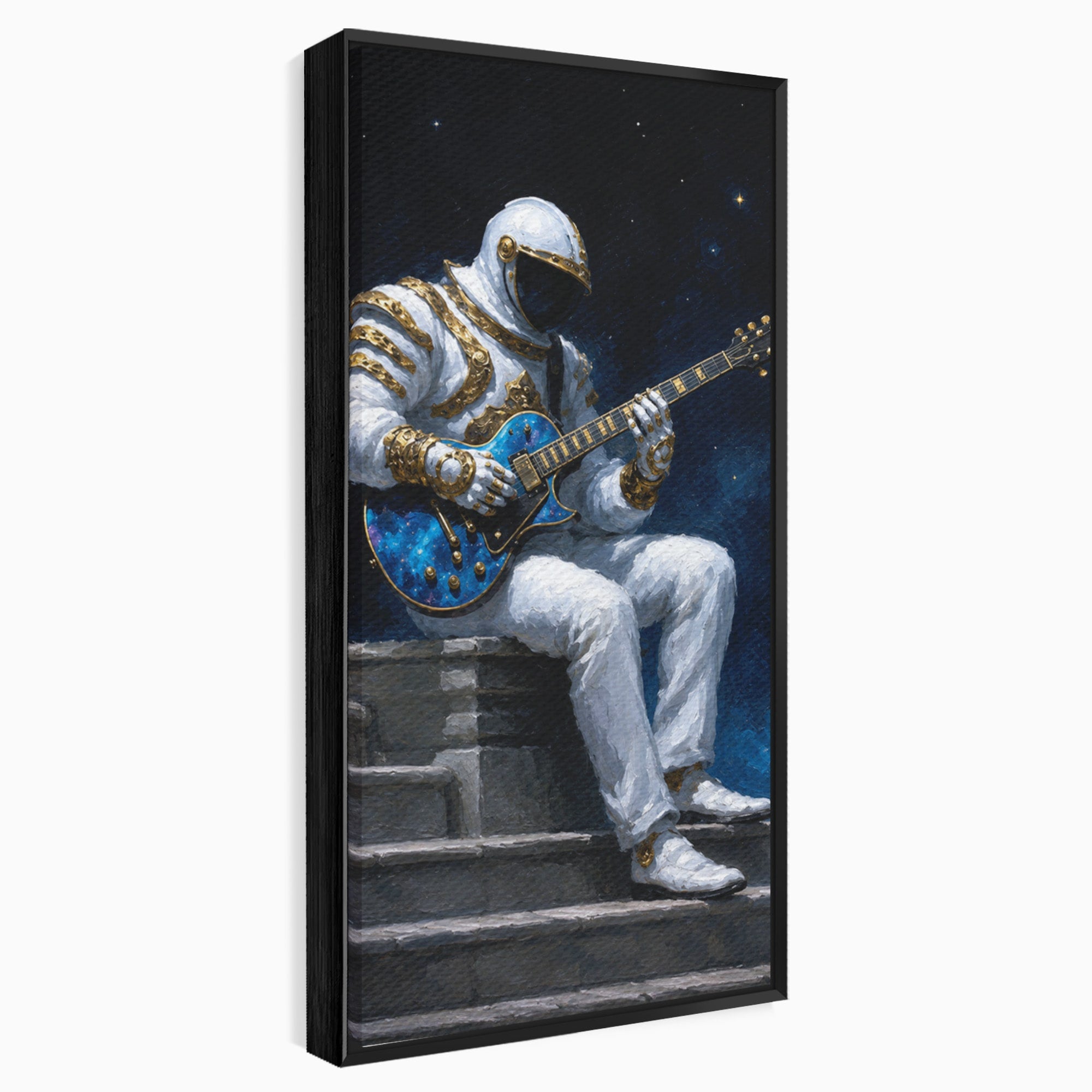Tablou Canvas Premium LuxCanva® R1039, Astronaut Cu Chitara, Astronaut, Chitara, Spatiu, Arta Contemporana, Birou, Culori Vibrante