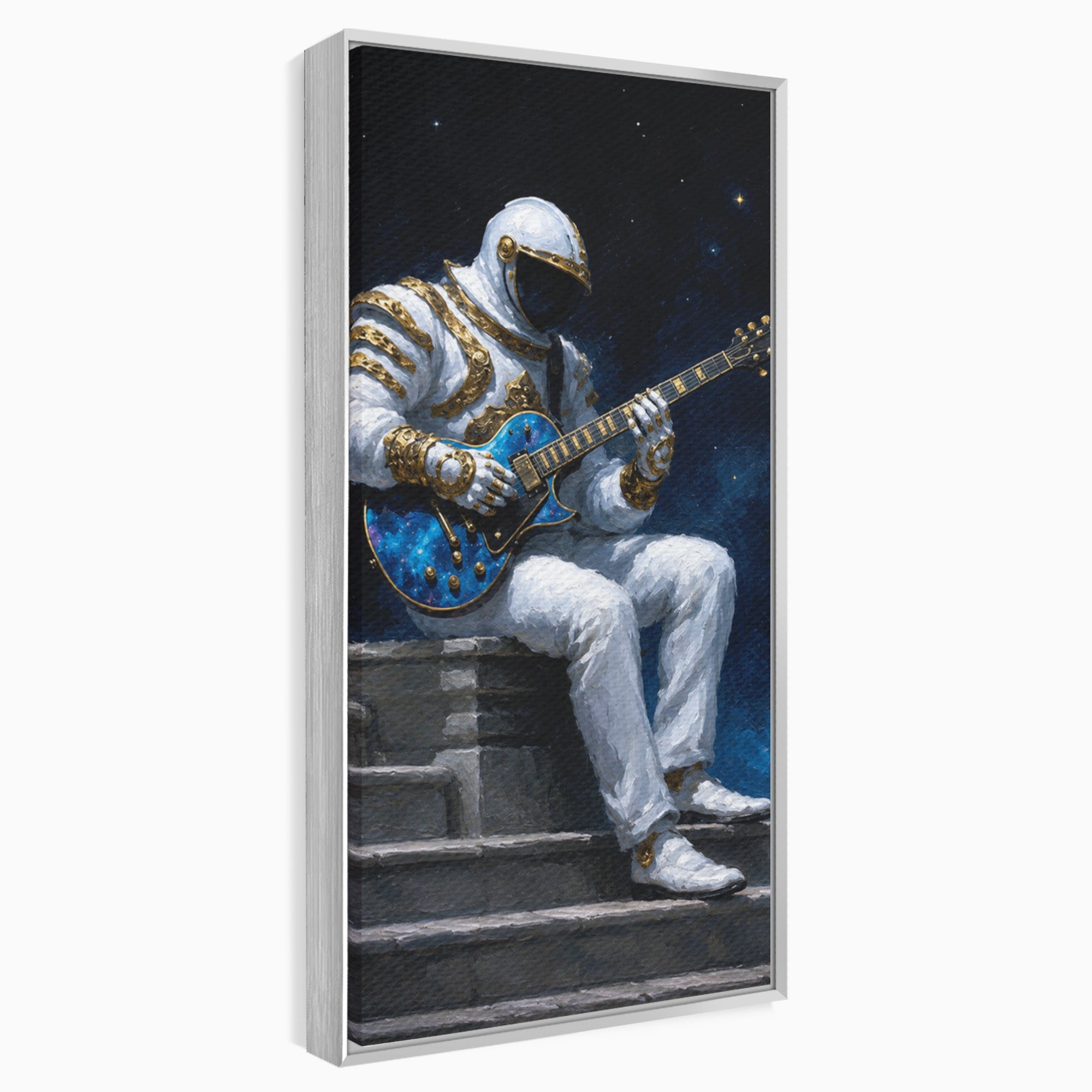 Tablou Canvas Premium LuxCanva® R1039, Astronaut Cu Chitara, Astronaut, Chitara, Spatiu, Arta Contemporana, Birou, Culori Vibrante