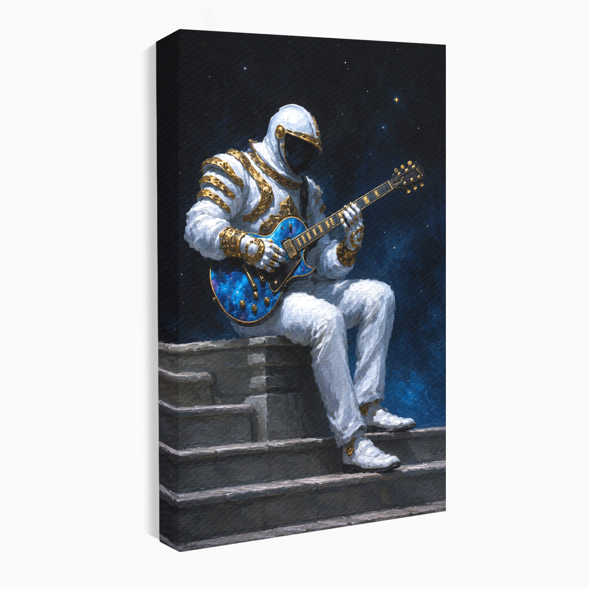 Tablou Canvas Premium LuxCanva® R1039, Astronaut Cu Chitara, Astronaut, Chitara, Spatiu, Arta Contemporana, Birou, Culori Vibrante