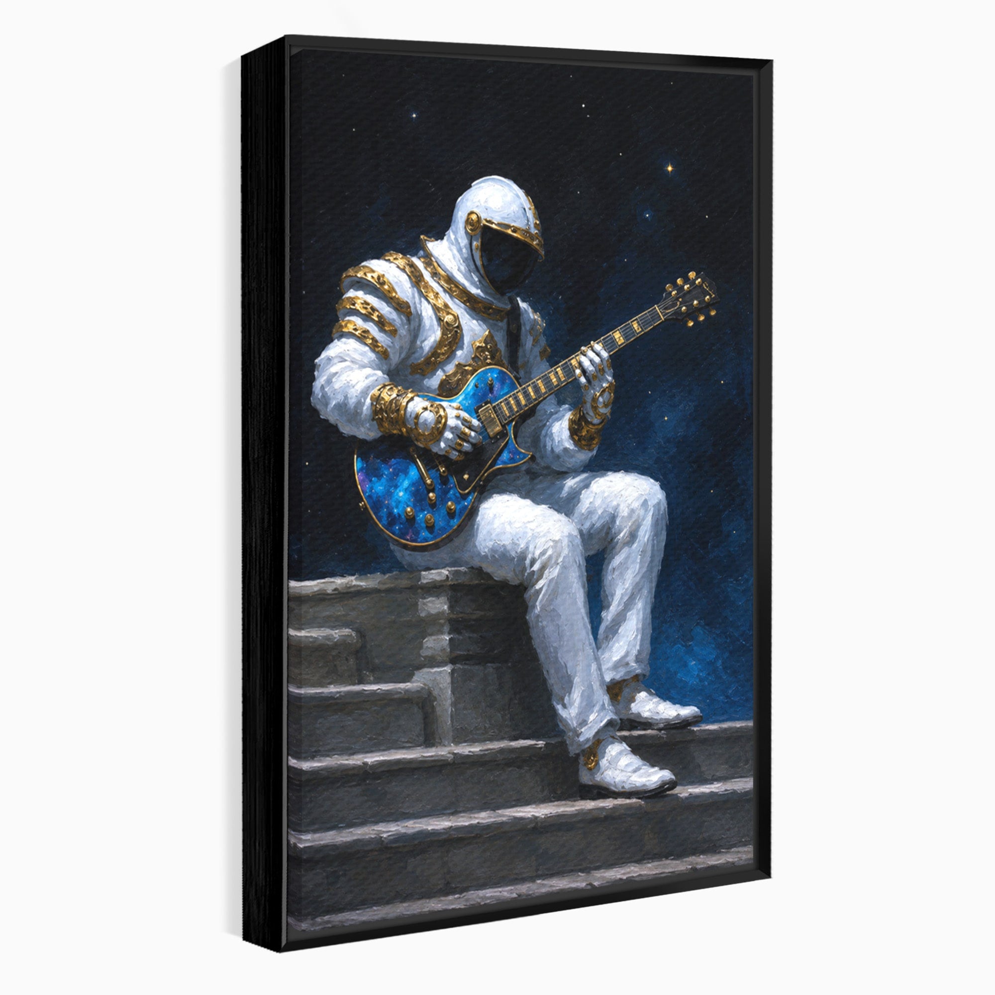 Tablou Canvas Premium LuxCanva® R1039, Astronaut Cu Chitara, Astronaut, Chitara, Spatiu, Arta Contemporana, Birou, Culori Vibrante