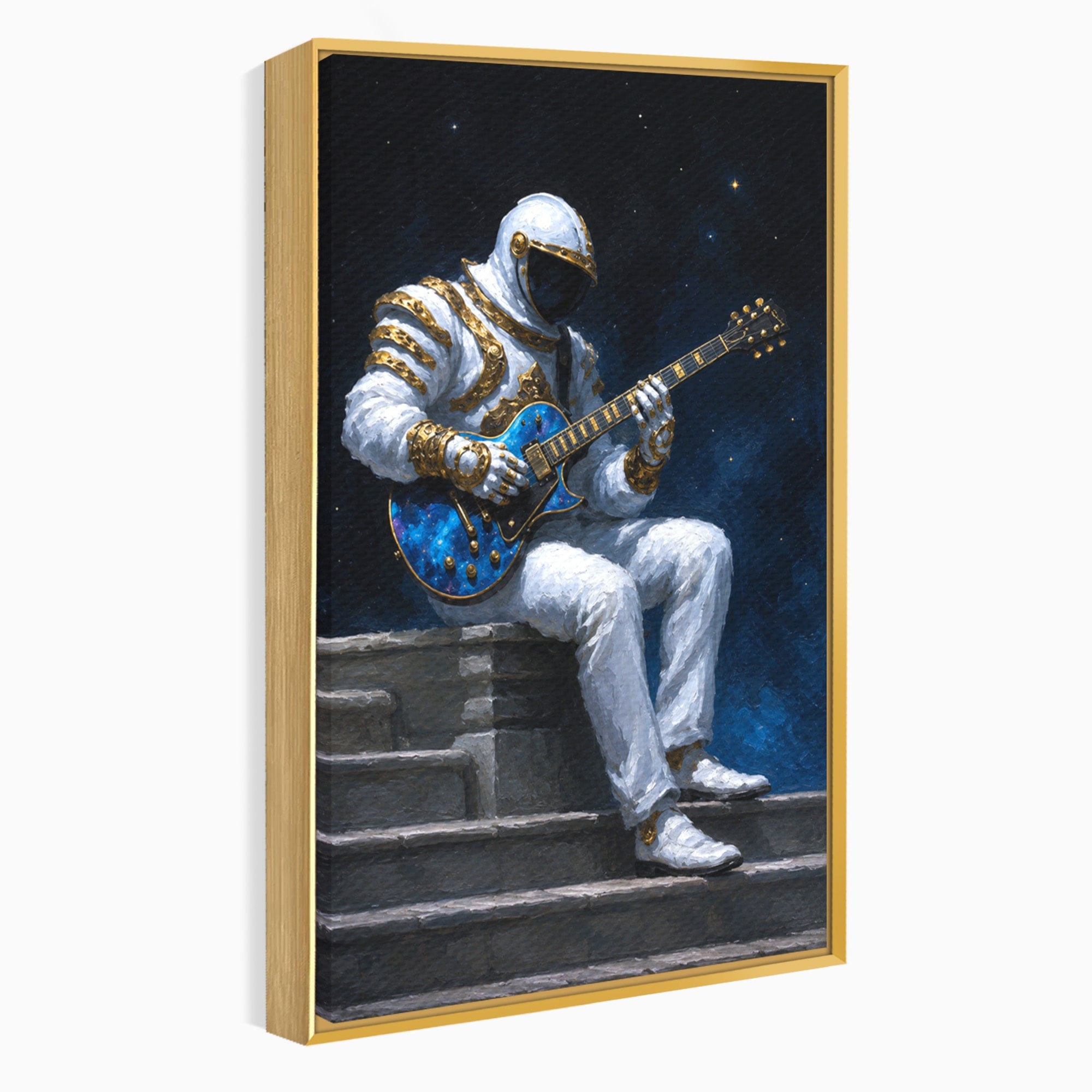 Tablou Canvas Premium LuxCanva® R1039, Astronaut Cu Chitara, Astronaut, Chitara, Spatiu, Arta Contemporana, Birou, Culori Vibrante