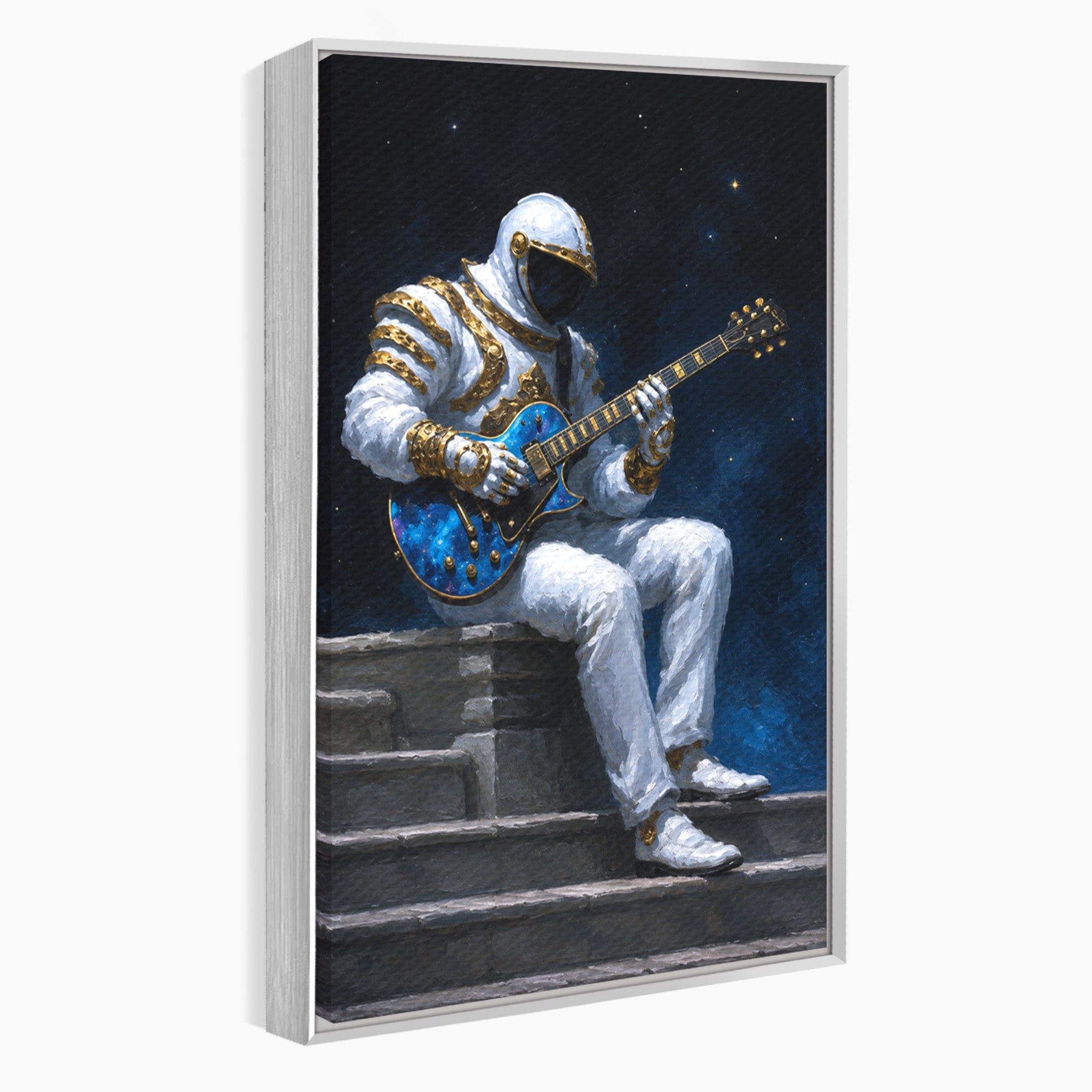 Tablou Canvas Premium LuxCanva® R1039, Astronaut Cu Chitara, Astronaut, Chitara, Spatiu, Arta Contemporana, Birou, Culori Vibrante