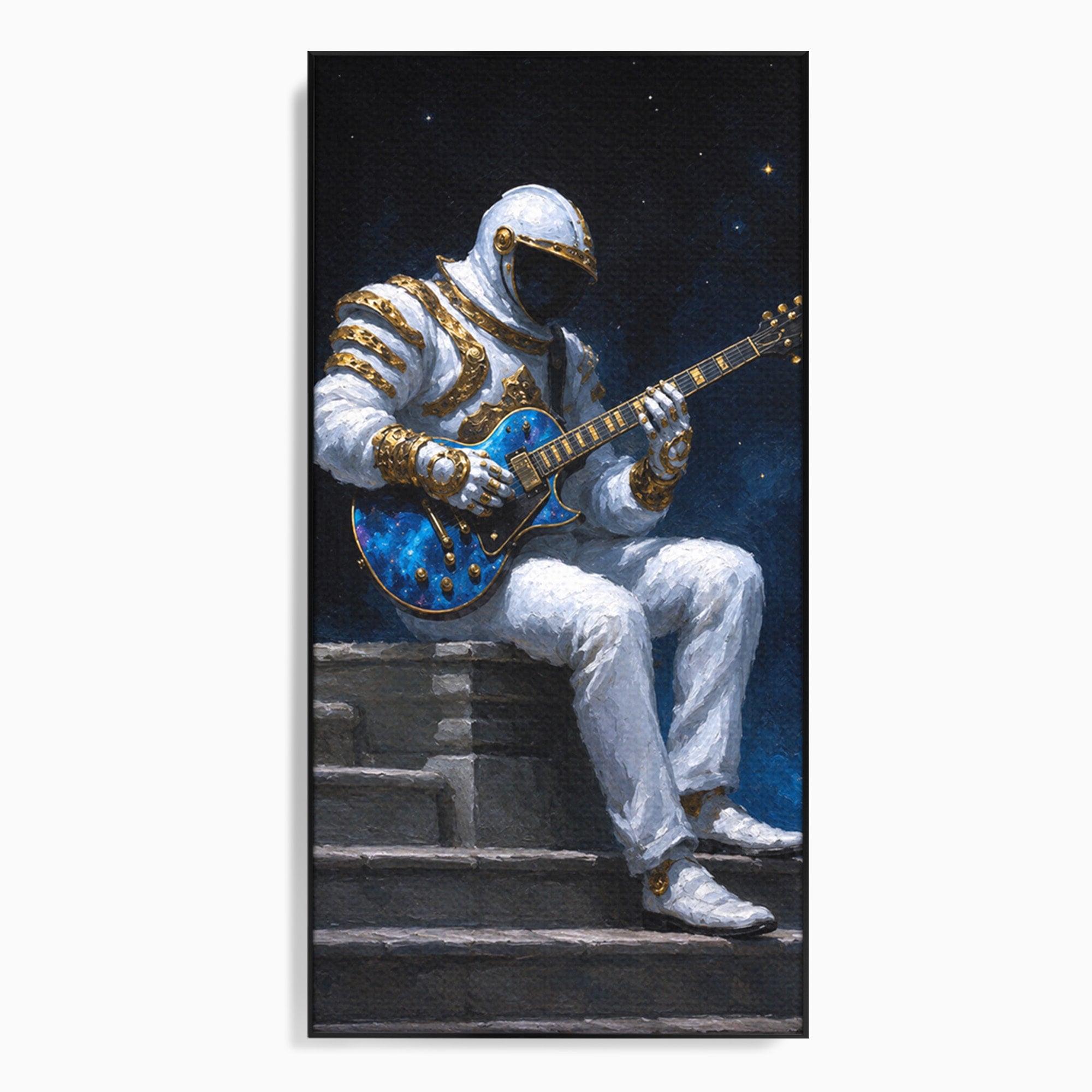 Tablou Canvas Premium LuxCanva® R1039, Astronaut Cu Chitara, Astronaut, Chitara, Spatiu, Arta Contemporana, Birou, Culori Vibrante