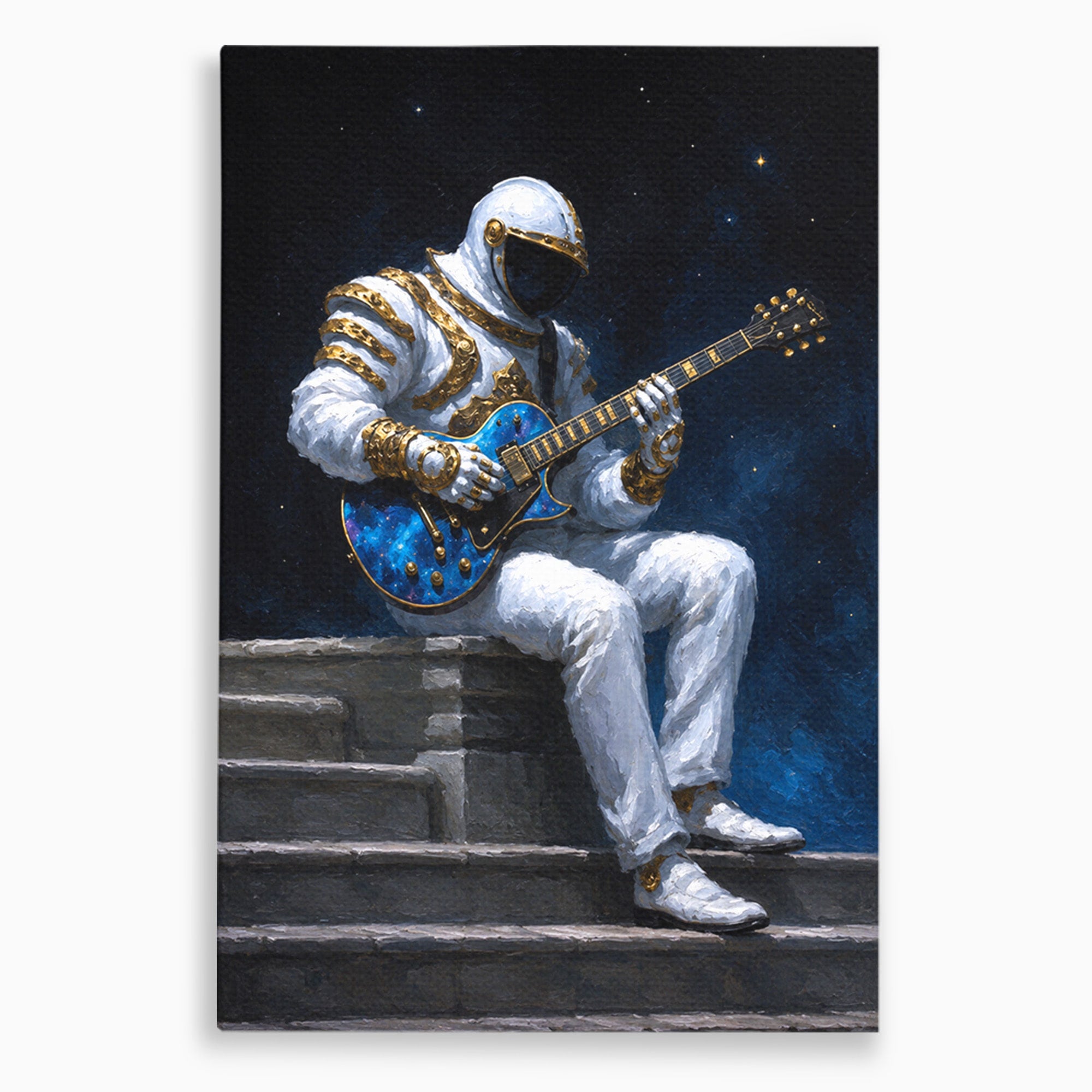 Tablou Canvas Premium LuxCanva® R1039, Astronaut Cu Chitara, Astronaut, Chitara, Spatiu, Arta Contemporana, Birou, Culori Vibrante