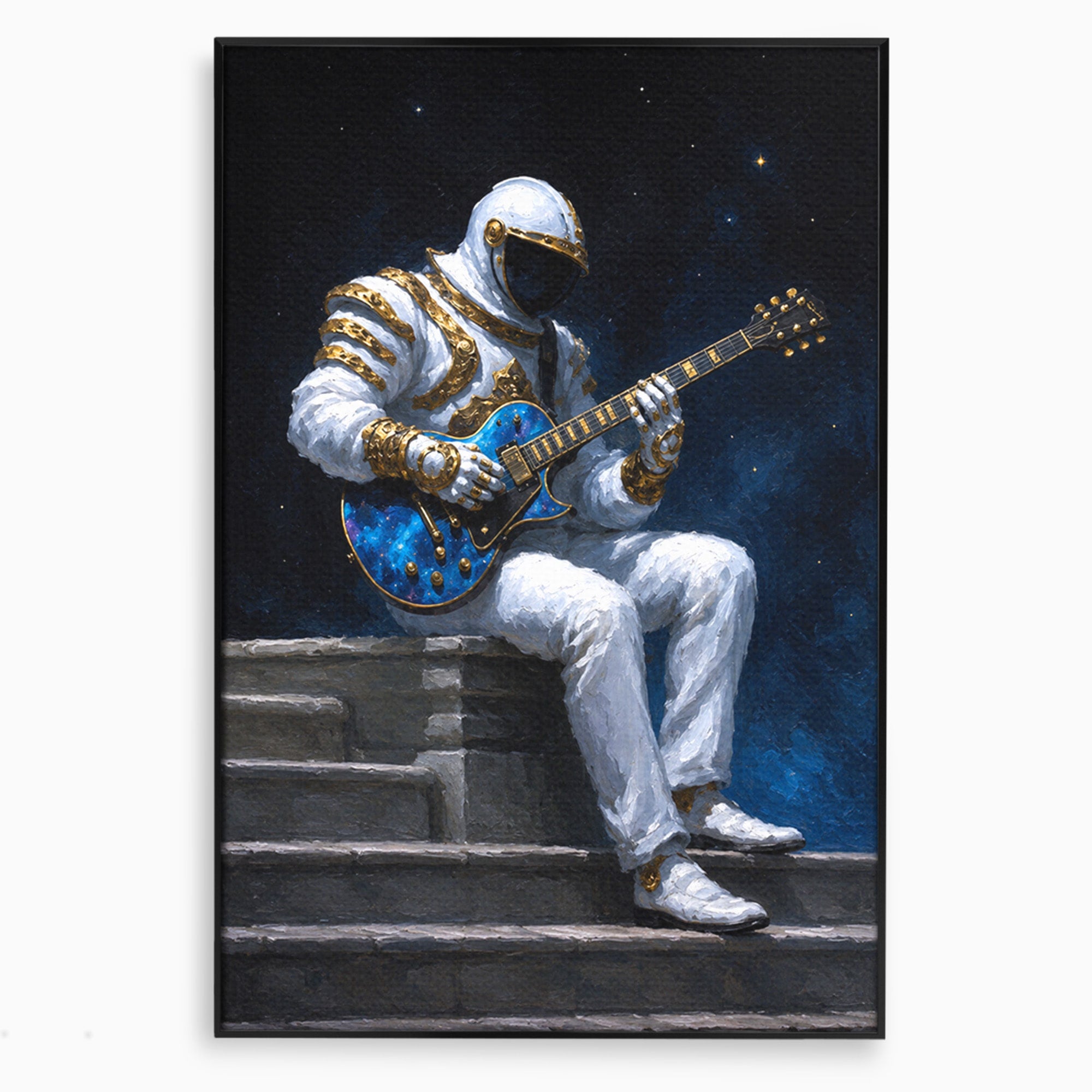 Tablou Canvas Premium LuxCanva® R1039, Astronaut Cu Chitara, Astronaut, Chitara, Spatiu, Arta Contemporana, Birou, Culori Vibrante