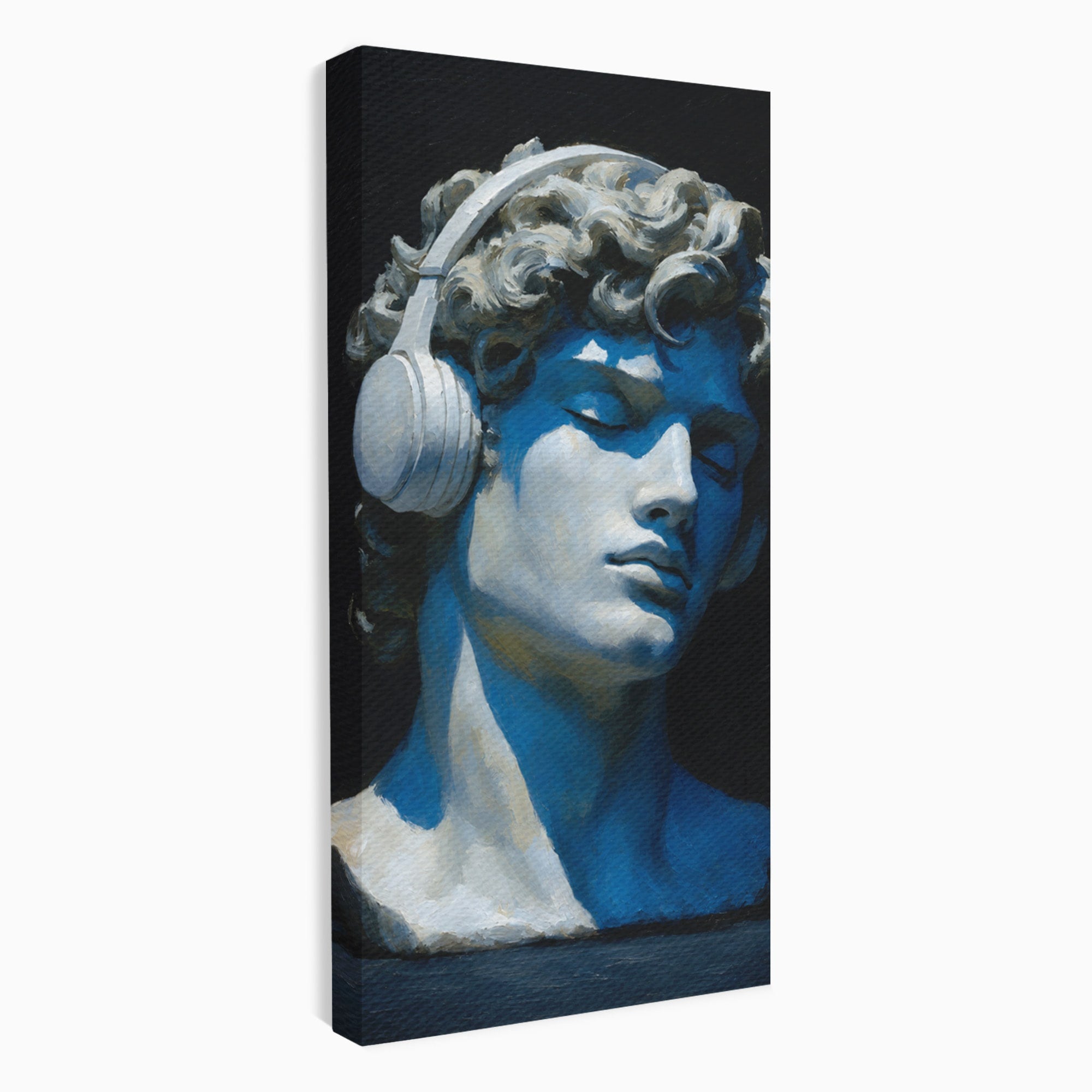 Tablou Canvas Premium LuxCanva® R1040, Statue Cu Casti, Statue, Arta Clasica, Muzica, Contemporan, Birou, Culori Vibrante