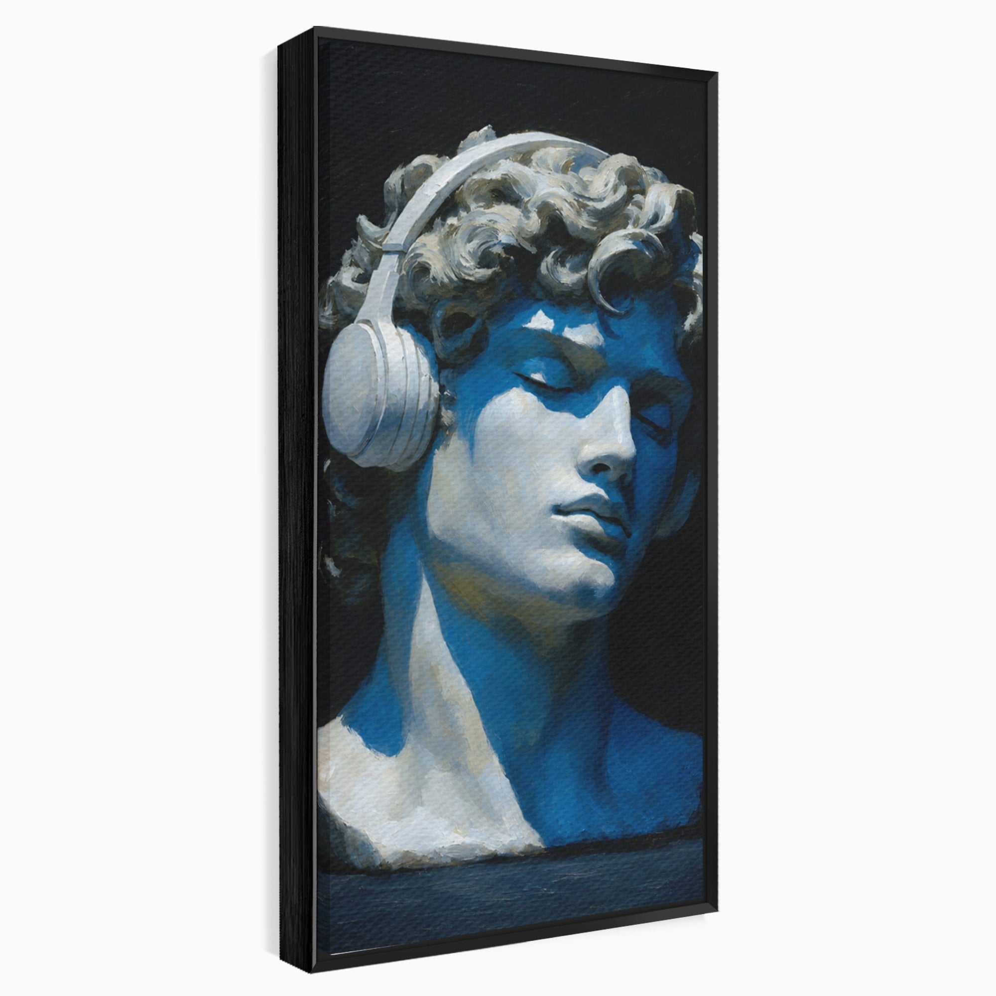 Tablou Canvas Premium LuxCanva® R1040, Statue Cu Casti, Statue, Arta Clasica, Muzica, Contemporan, Birou, Culori Vibrante