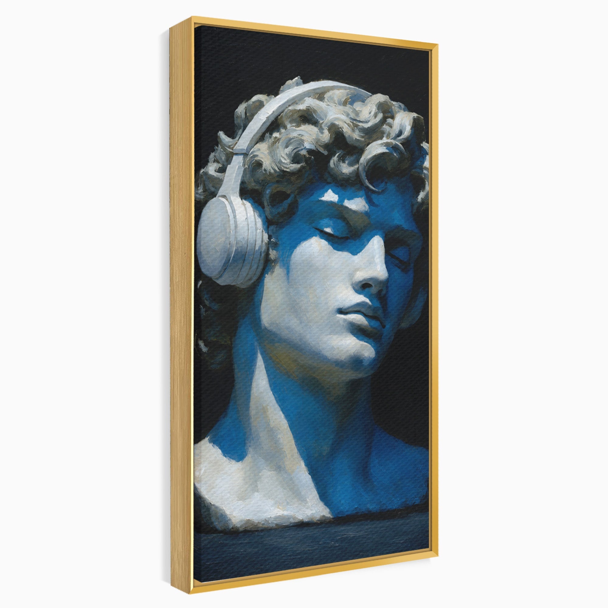 Tablou Canvas Premium LuxCanva® R1040, Statue Cu Casti, Statue, Arta Clasica, Muzica, Contemporan, Birou, Culori Vibrante