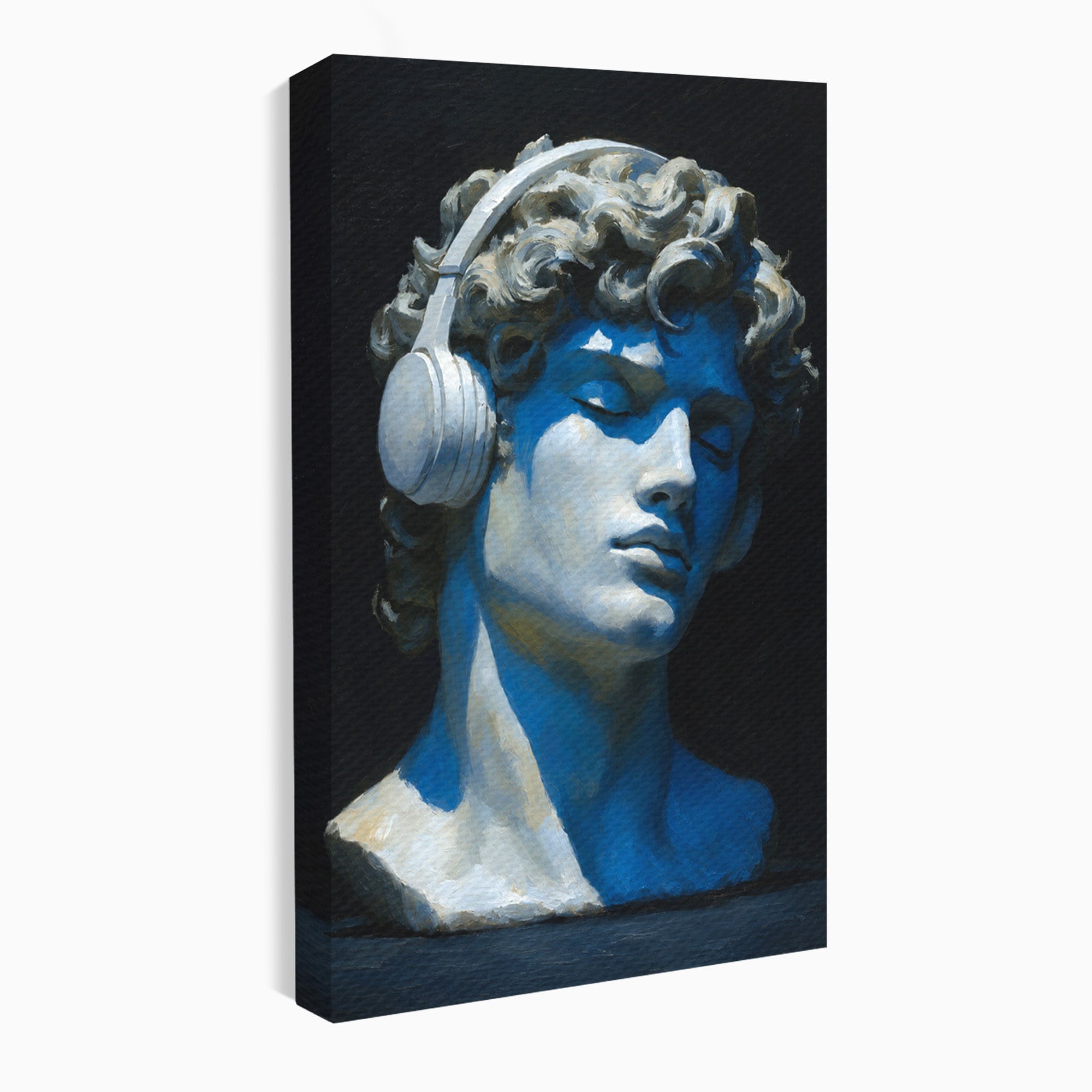 Tablou Canvas Premium LuxCanva® R1040, Statue Cu Casti, Statue, Arta Clasica, Muzica, Contemporan, Birou, Culori Vibrante