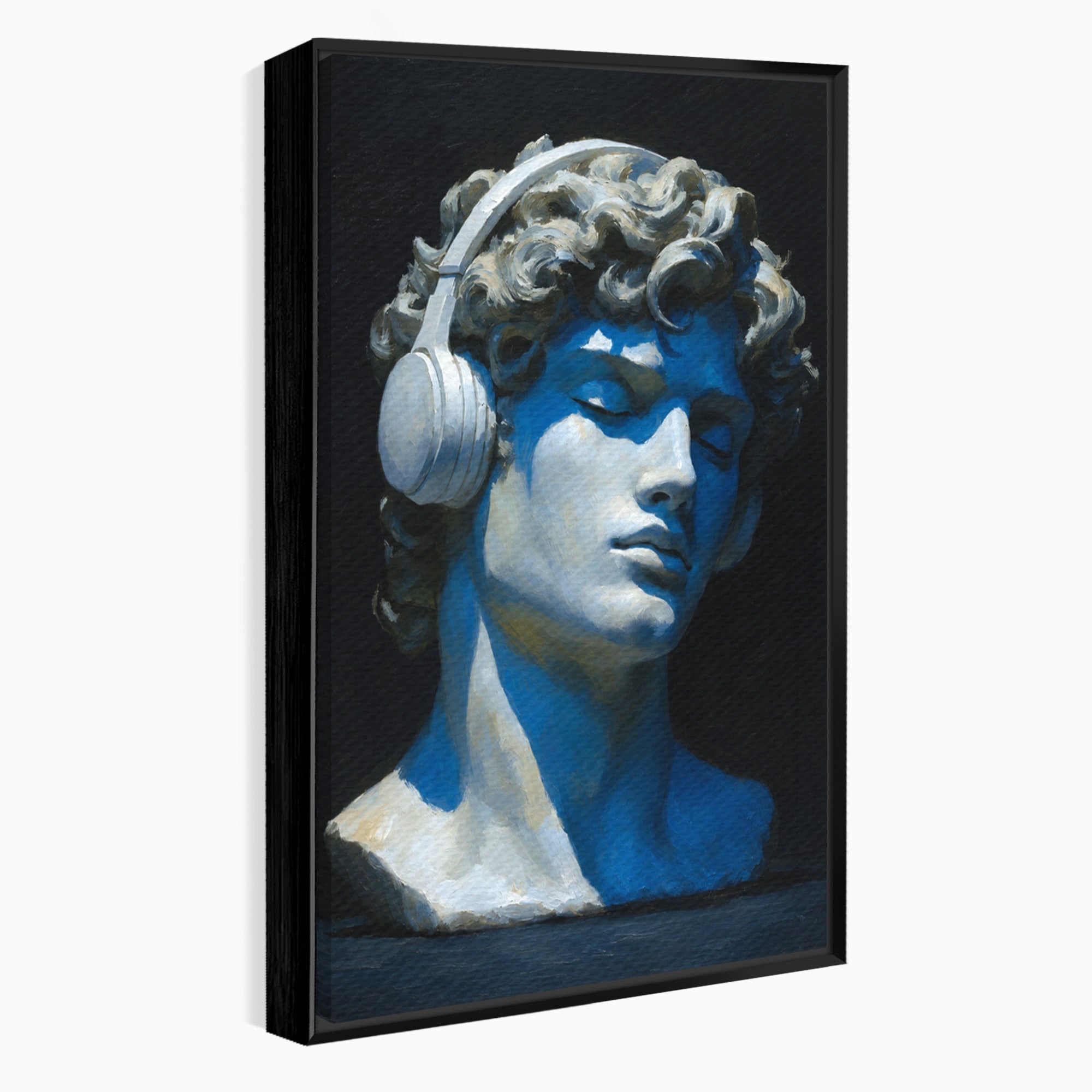 Tablou Canvas Premium LuxCanva® R1040, Statue Cu Casti, Statue, Arta Clasica, Muzica, Contemporan, Birou, Culori Vibrante