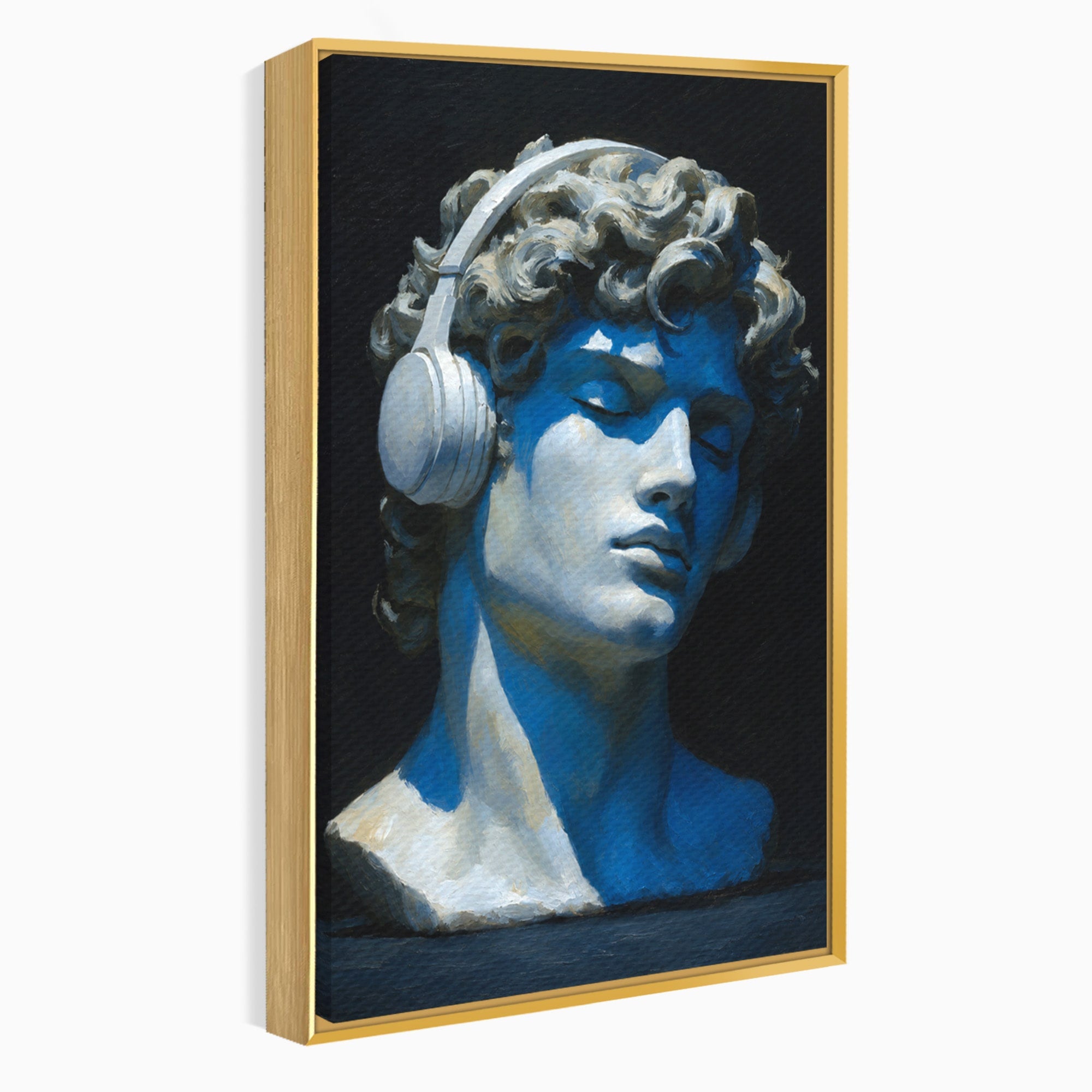 Tablou Canvas Premium LuxCanva® R1040, Statue Cu Casti, Statue, Arta Clasica, Muzica, Contemporan, Birou, Culori Vibrante