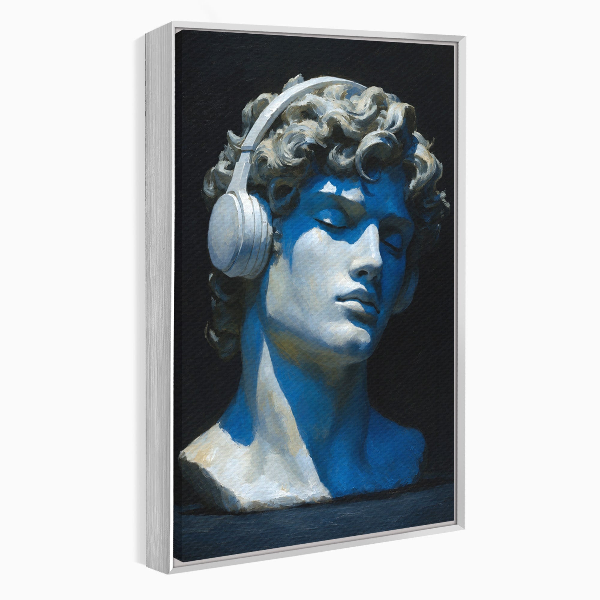 Tablou Canvas Premium LuxCanva® R1040, Statue Cu Casti, Statue, Arta Clasica, Muzica, Contemporan, Birou, Culori Vibrante