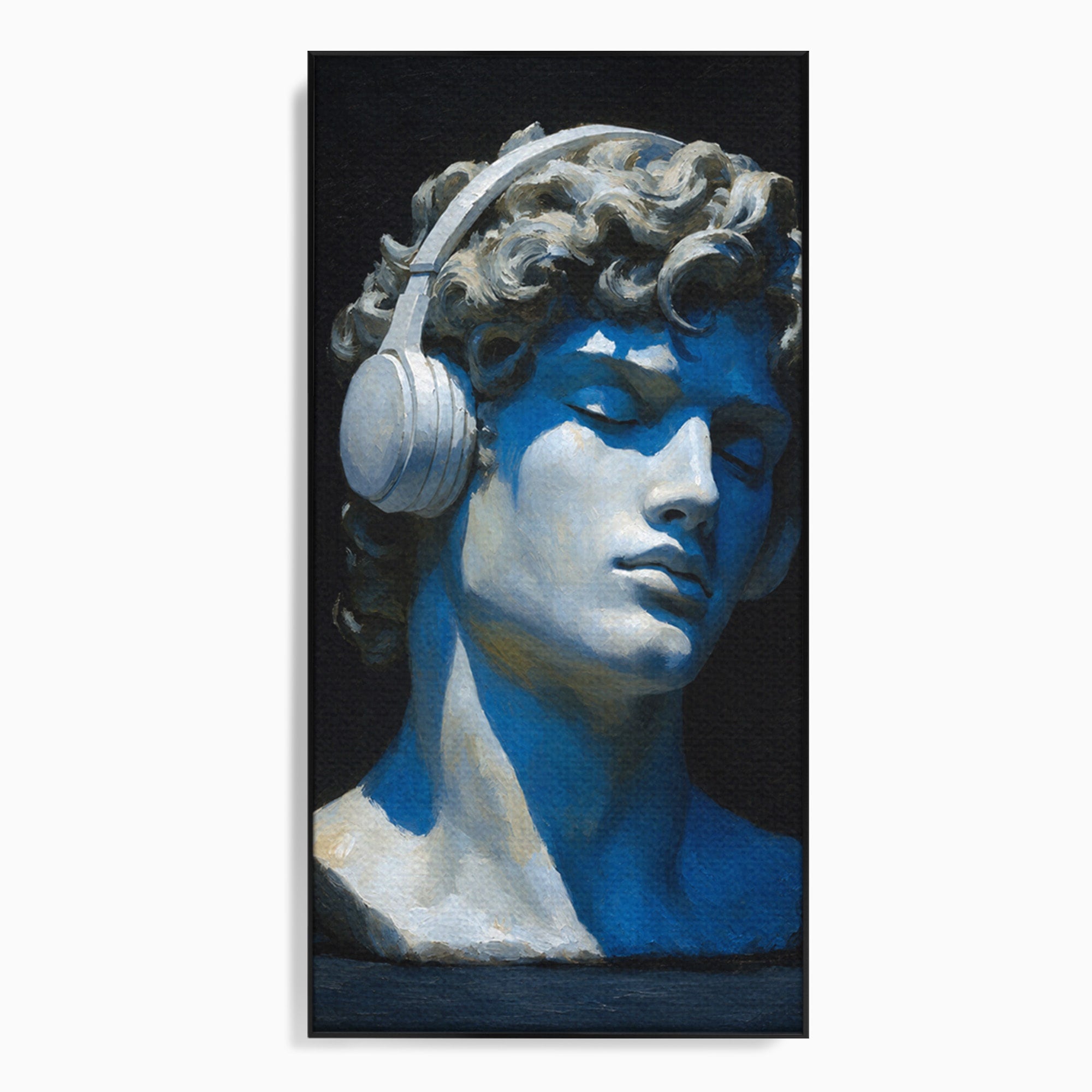 Tablou Canvas Premium LuxCanva® R1040, Statue Cu Casti, Statue, Arta Clasica, Muzica, Contemporan, Birou, Culori Vibrante