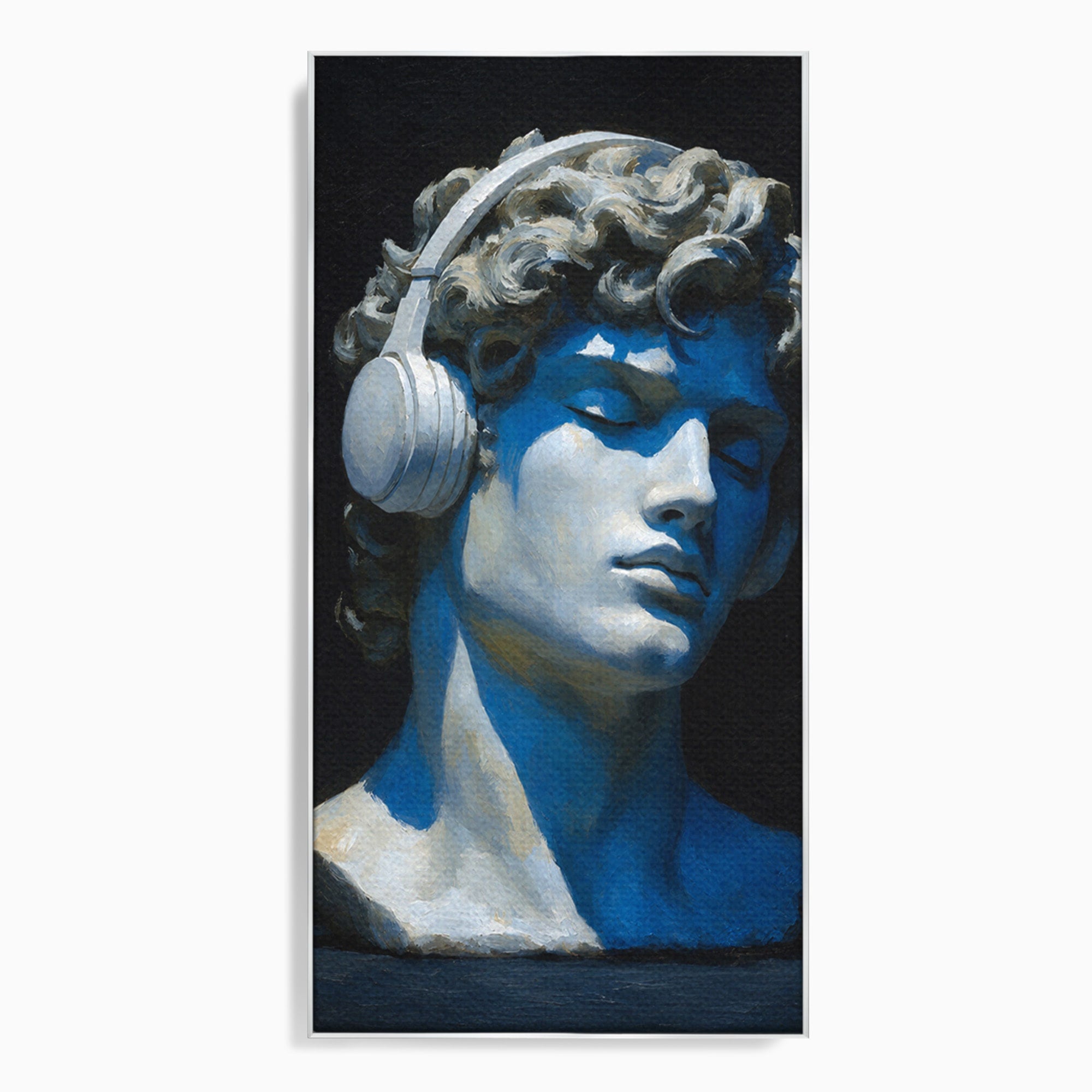 Tablou Canvas Premium LuxCanva® R1040, Statue Cu Casti, Statue, Arta Clasica, Muzica, Contemporan, Birou, Culori Vibrante