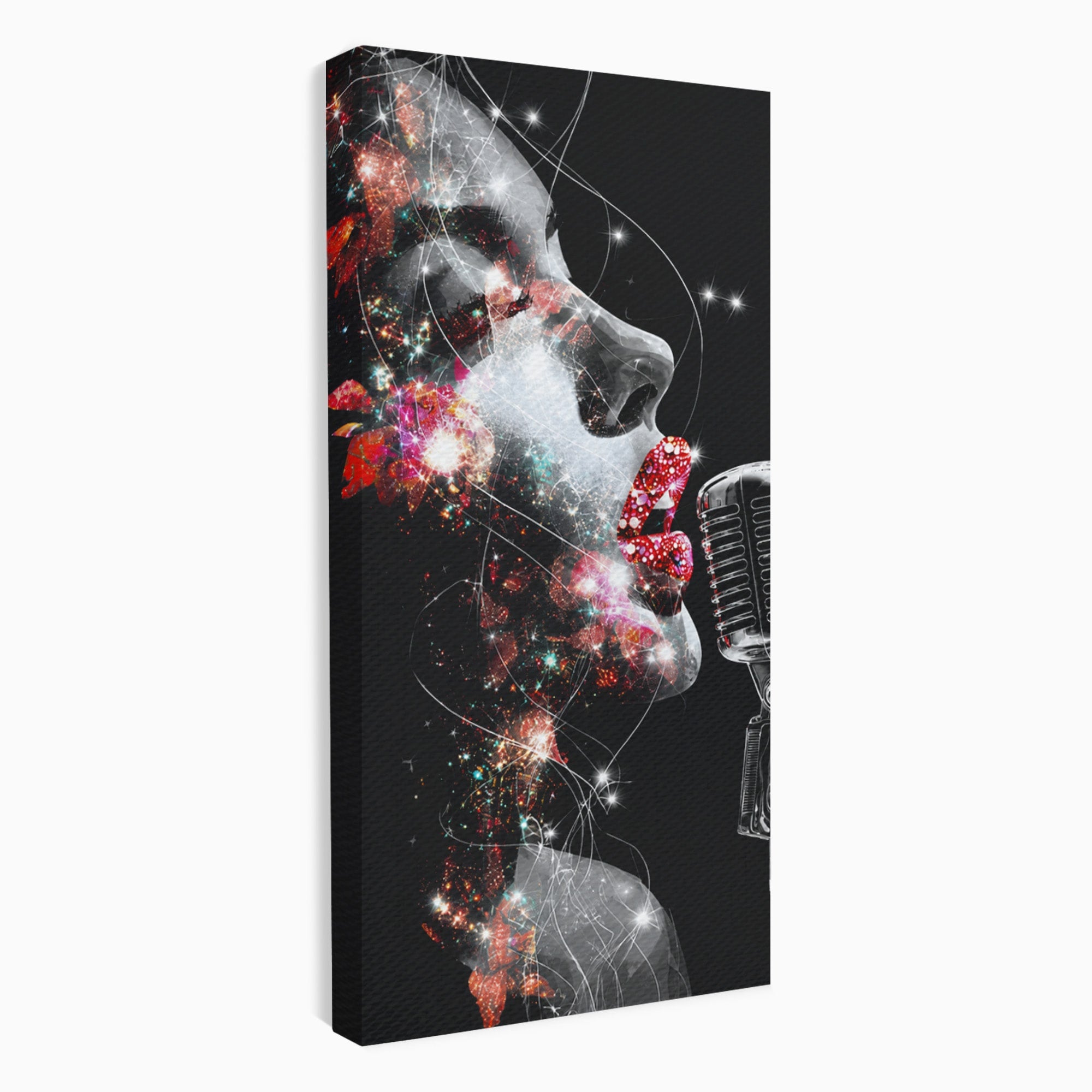 Tablou Canvas Premium LuxCanva® R1043, Cantareata Stralucitoare, Cantareata, Microfon, Arta Digitala, Living, Dormitor, Culori Vibrante