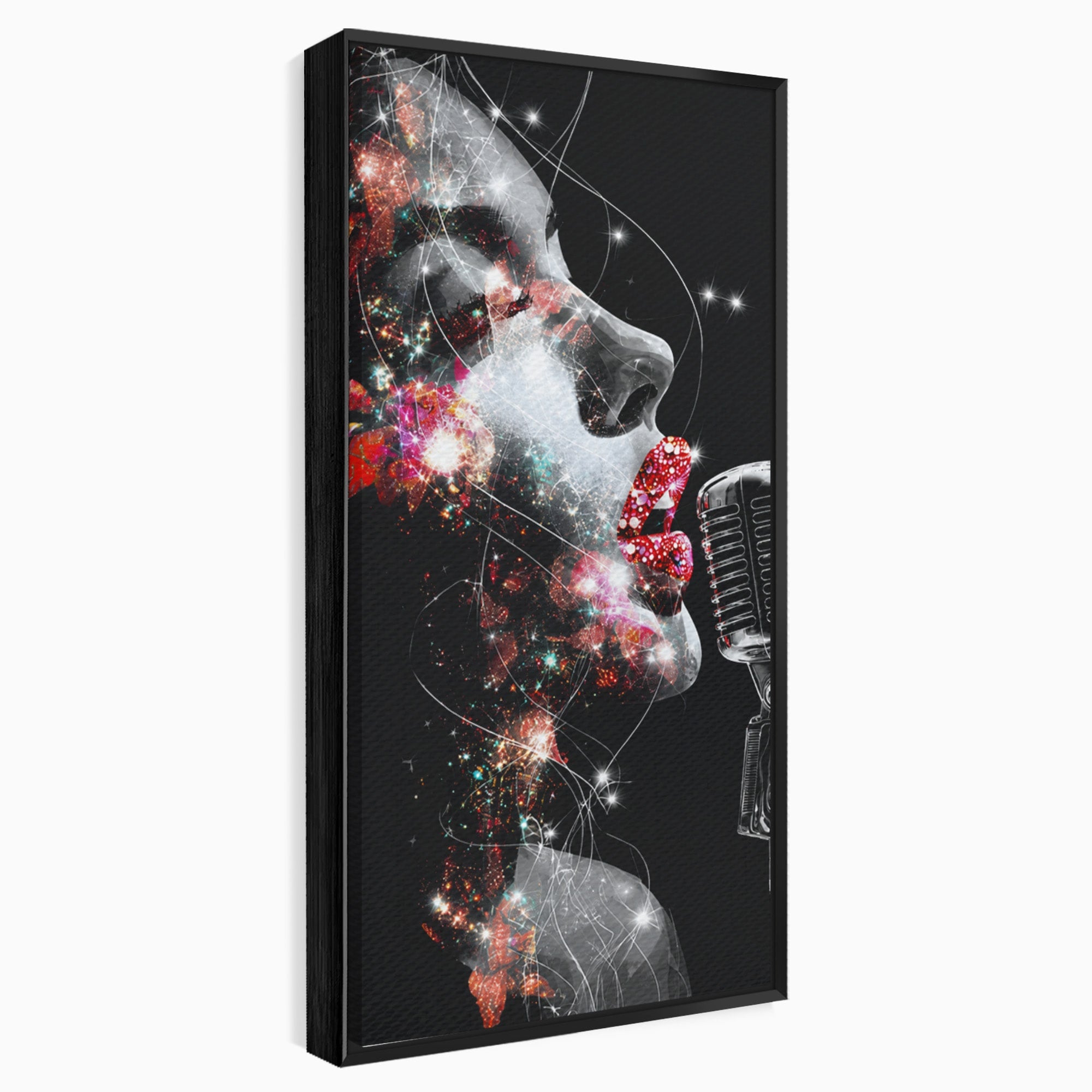 Tablou Canvas Premium LuxCanva® R1043, Cantareata Stralucitoare, Cantareata, Microfon, Arta Digitala, Living, Dormitor, Culori Vibrante
