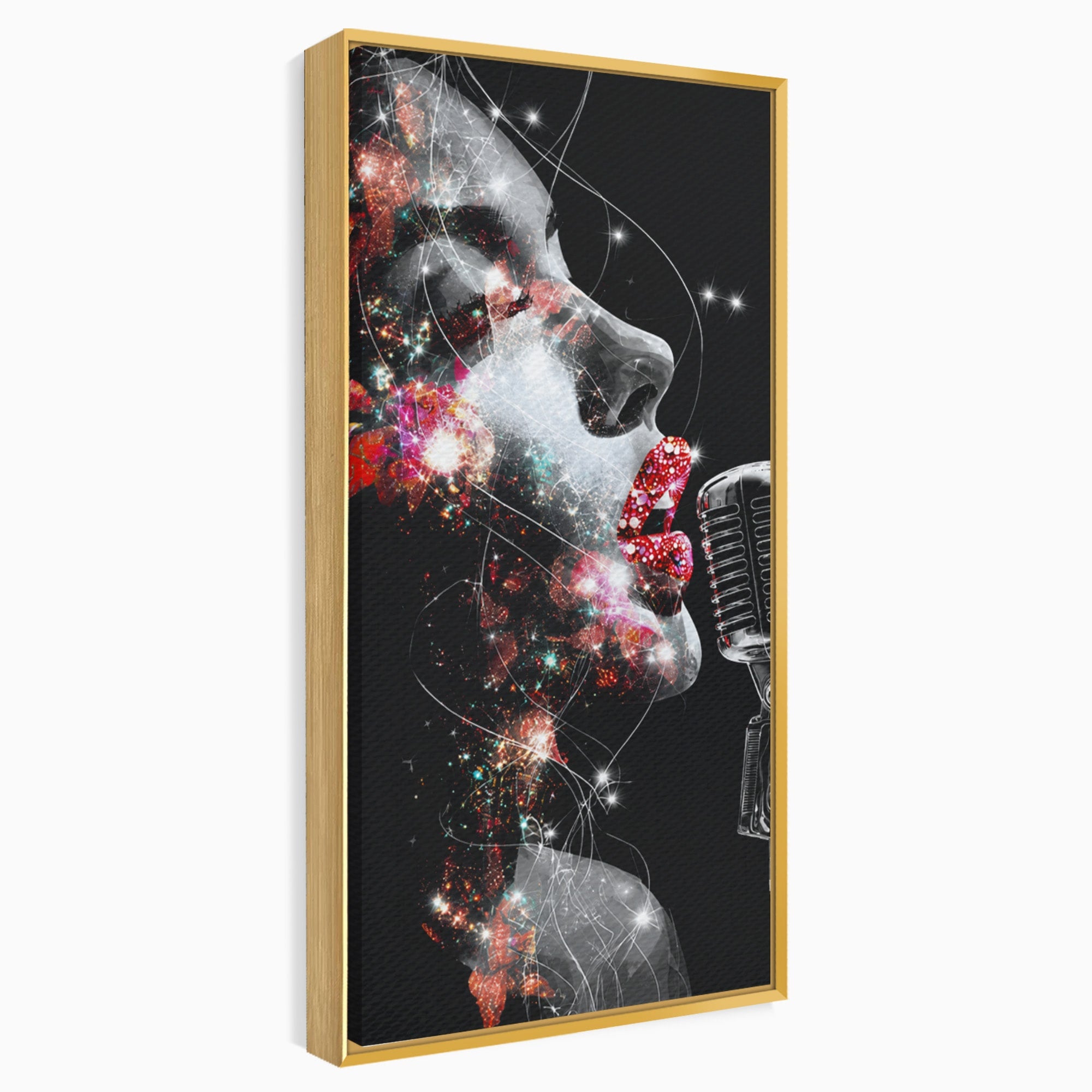 Tablou Canvas Premium LuxCanva® R1043, Cantareata Stralucitoare, Cantareata, Microfon, Arta Digitala, Living, Dormitor, Culori Vibrante