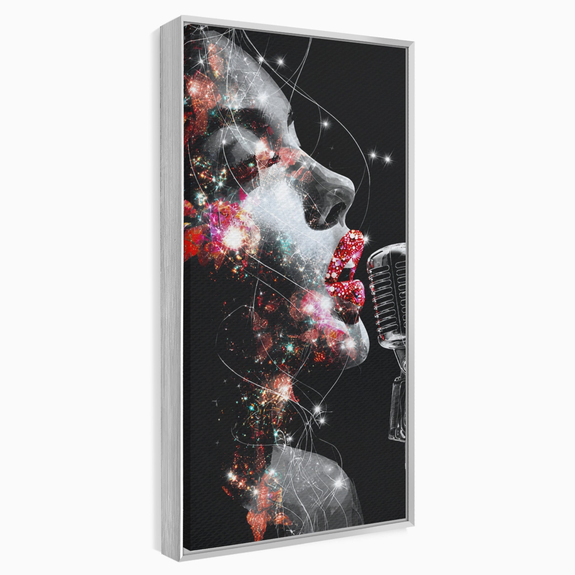 Tablou Canvas Premium LuxCanva® R1043, Cantareata Stralucitoare, Cantareata, Microfon, Arta Digitala, Living, Dormitor, Culori Vibrante