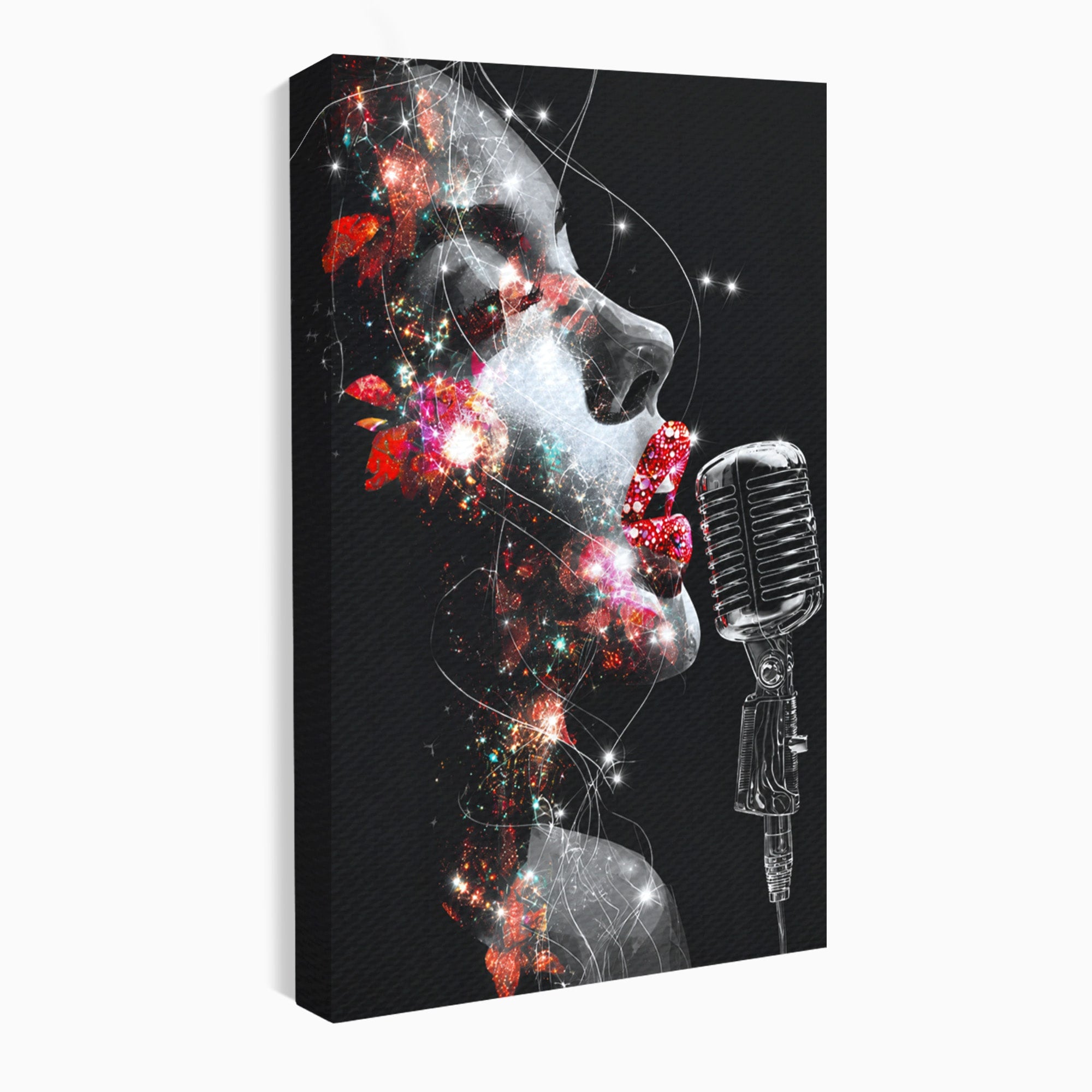 Tablou Canvas Premium LuxCanva® R1043, Cantareata Stralucitoare, Cantareata, Microfon, Arta Digitala, Living, Dormitor, Culori Vibrante