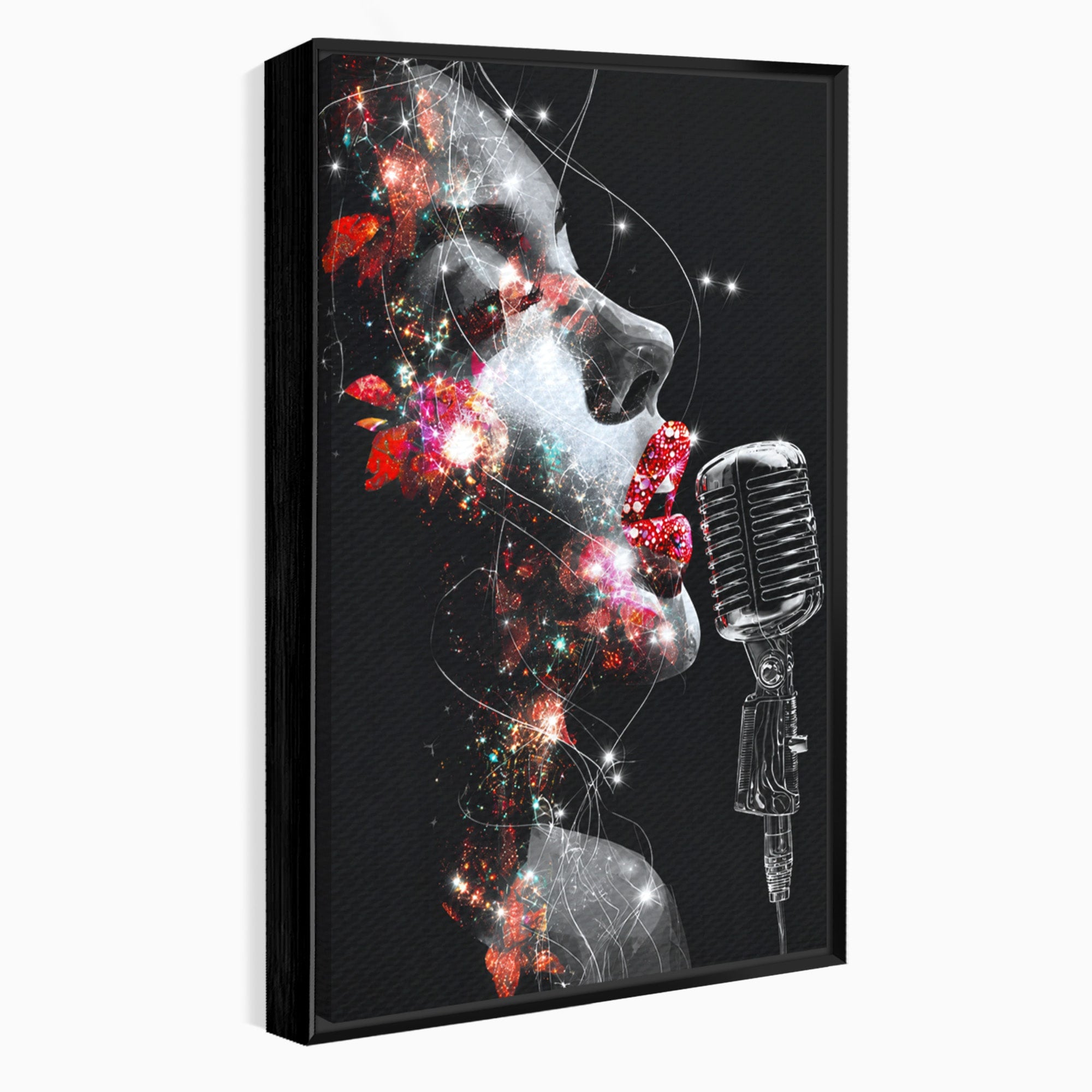 Tablou Canvas Premium LuxCanva® R1043, Cantareata Stralucitoare, Cantareata, Microfon, Arta Digitala, Living, Dormitor, Culori Vibrante