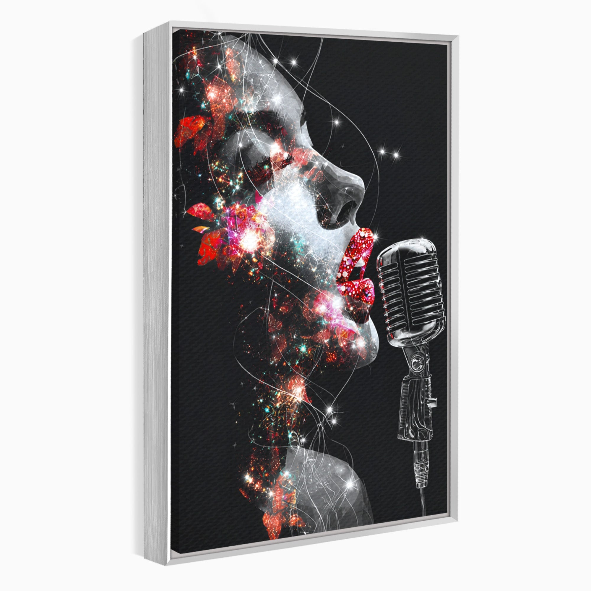 Tablou Canvas Premium LuxCanva® R1043, Cantareata Stralucitoare, Cantareata, Microfon, Arta Digitala, Living, Dormitor, Culori Vibrante