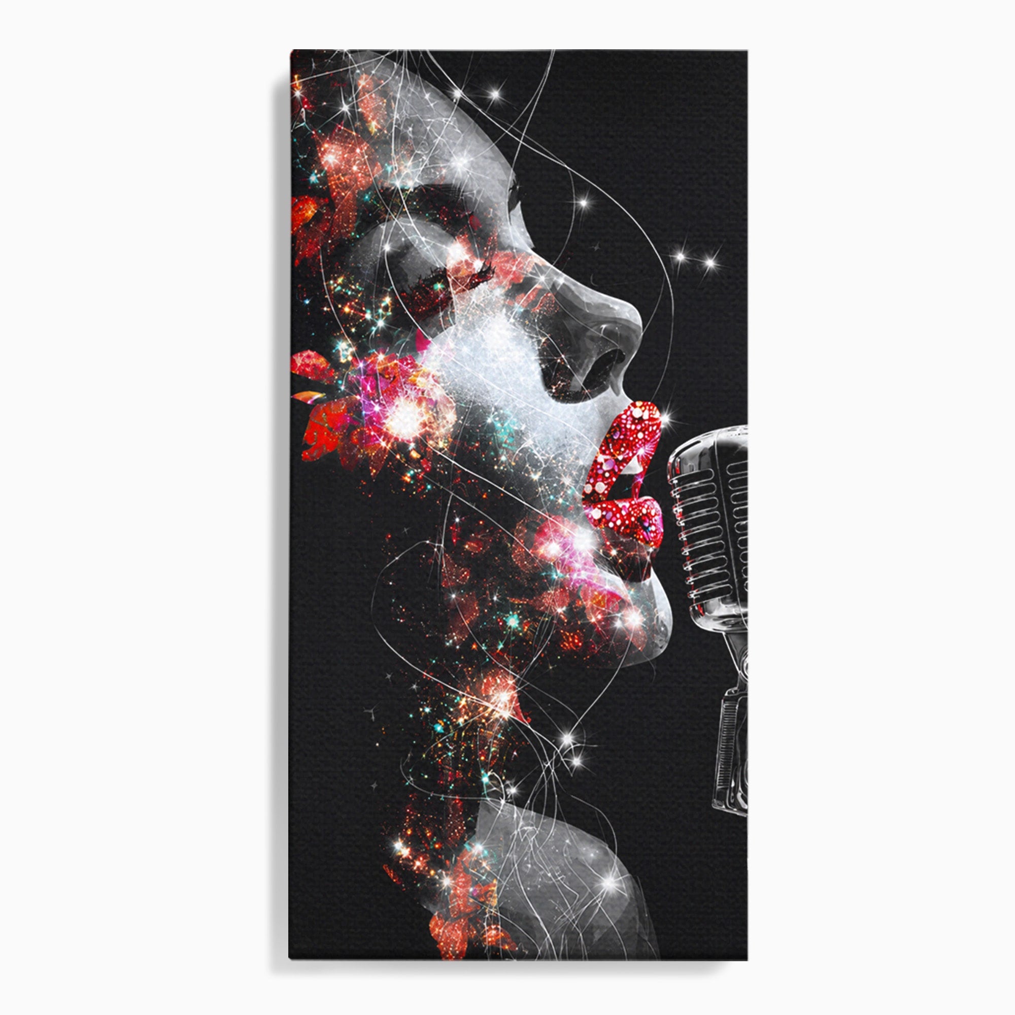 Tablou Canvas Premium LuxCanva® R1043, Cantareata Stralucitoare, Cantareata, Microfon, Arta Digitala, Living, Dormitor, Culori Vibrante