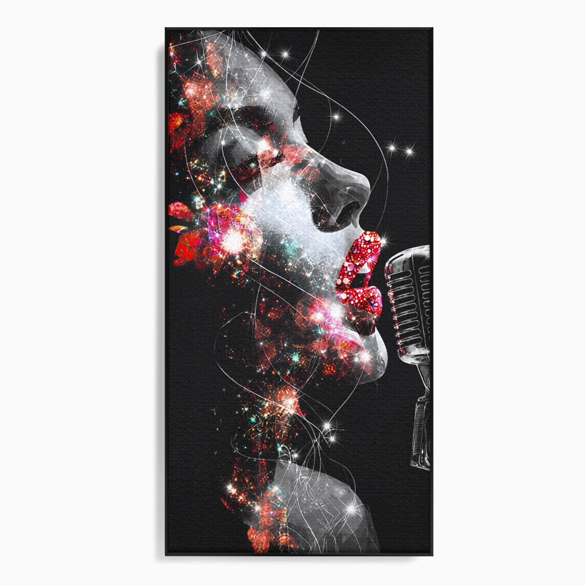 Tablou Canvas Premium LuxCanva® R1043, Cantareata Stralucitoare, Cantareata, Microfon, Arta Digitala, Living, Dormitor, Culori Vibrante