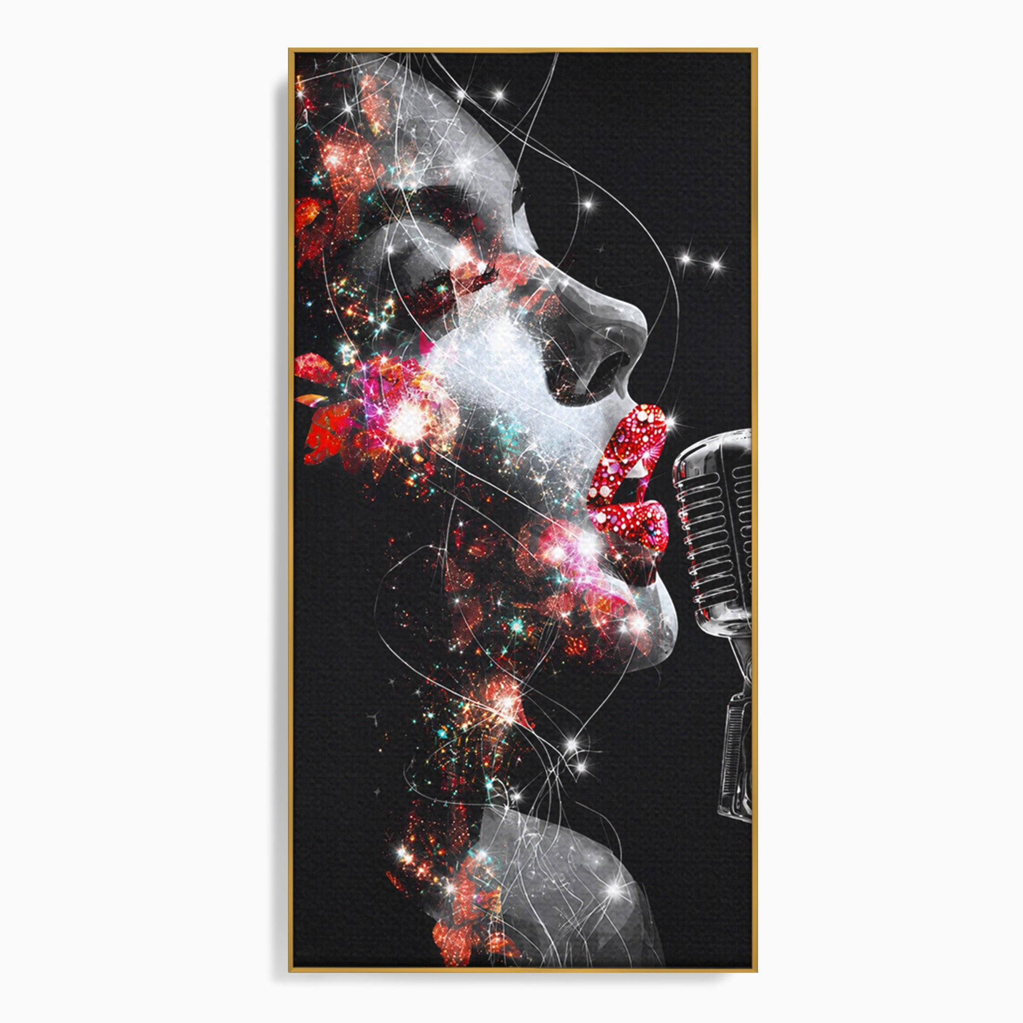 Tablou Canvas Premium LuxCanva® R1043, Cantareata Stralucitoare, Cantareata, Microfon, Arta Digitala, Living, Dormitor, Culori Vibrante