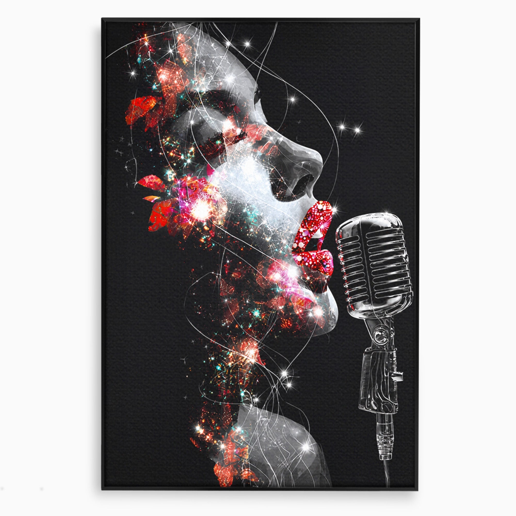 Tablou Canvas Premium LuxCanva® R1043, Cantareata Stralucitoare, Cantareata, Microfon, Arta Digitala, Living, Dormitor, Culori Vibrante