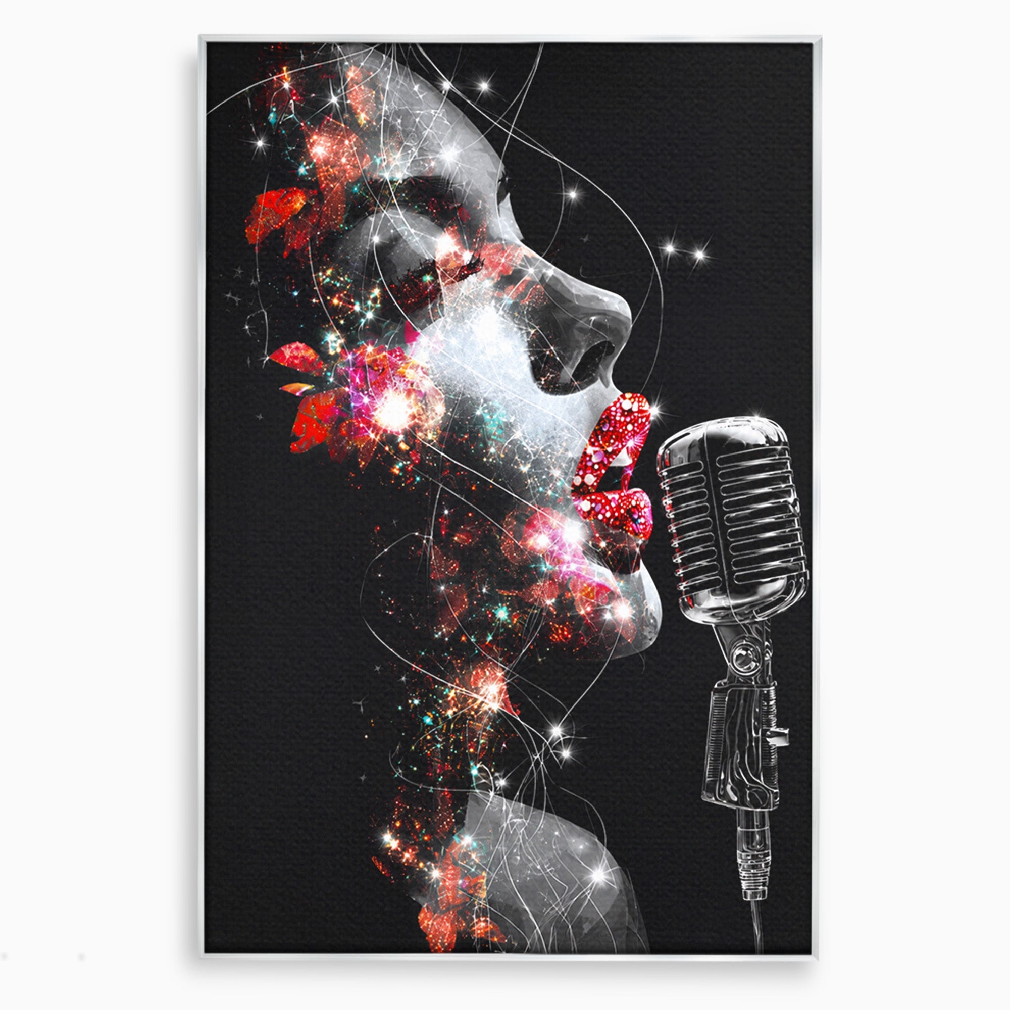 Tablou Canvas Premium LuxCanva® R1043, Cantareata Stralucitoare, Cantareata, Microfon, Arta Digitala, Living, Dormitor, Culori Vibrante