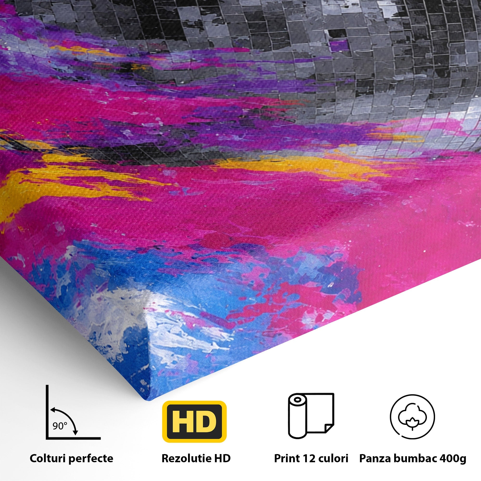 Tablou Canvas Premium LuxCanva® R1044, Planeta Disco, Planeta, Spatiu, Abstract, Living, Dormitor, Culori Vibrante