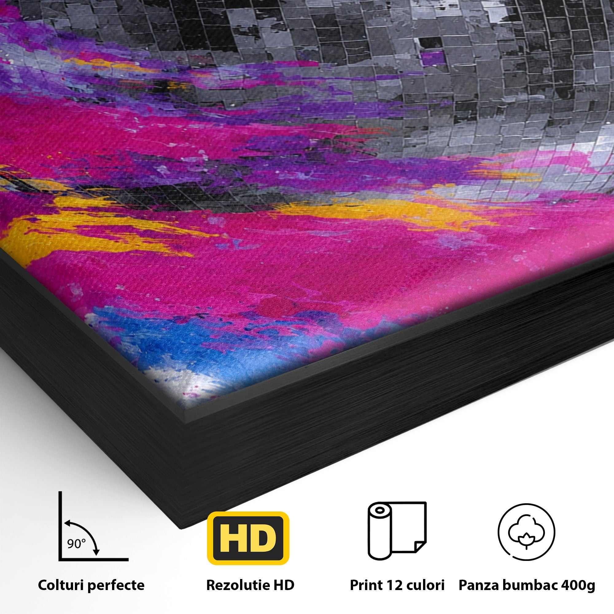 Tablou Canvas Premium LuxCanva® R1044, Planeta Disco, Planeta, Spatiu, Abstract, Living, Dormitor, Culori Vibrante