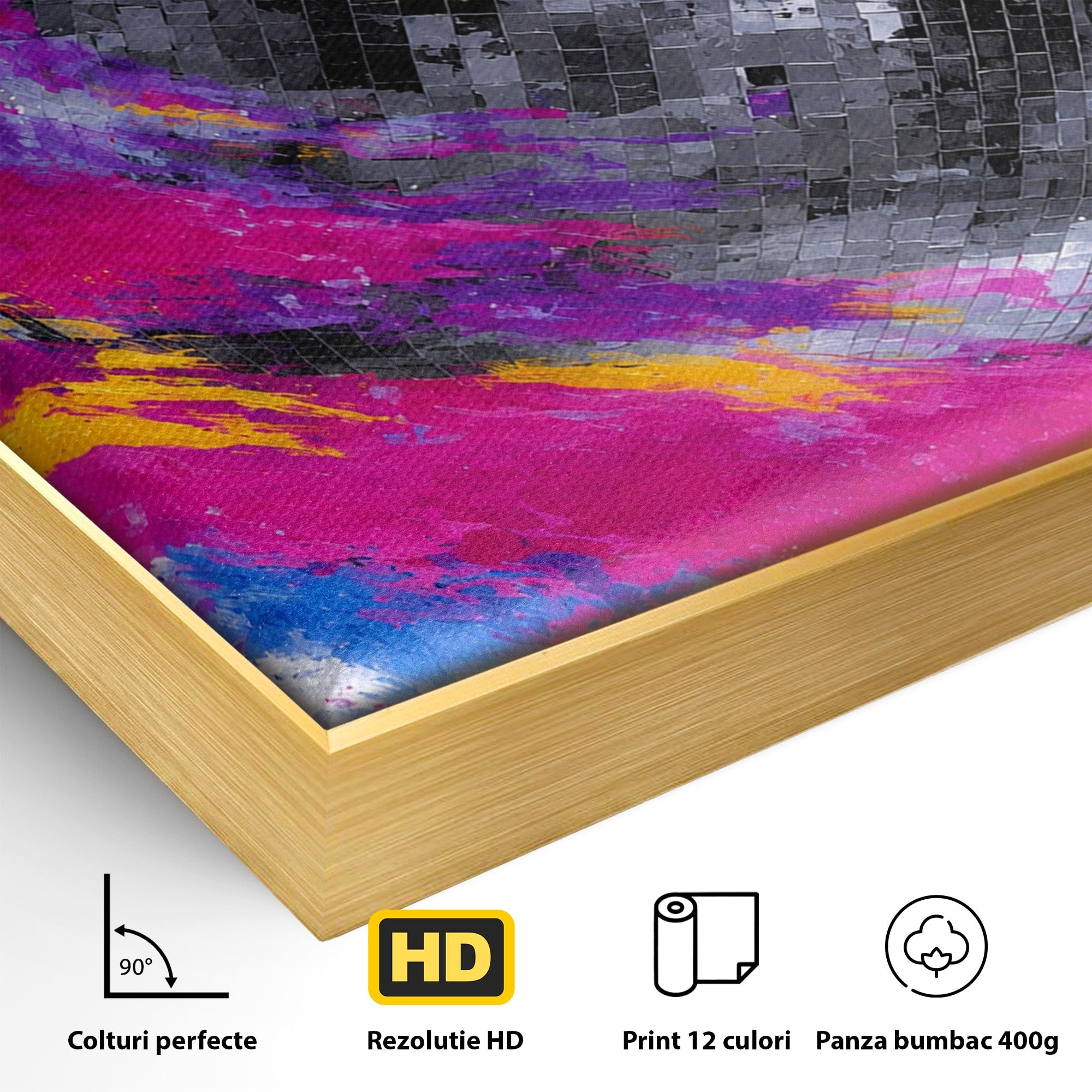 Tablou Canvas Premium LuxCanva® R1044, Planeta Disco, Planeta, Spatiu, Abstract, Living, Dormitor, Culori Vibrante
