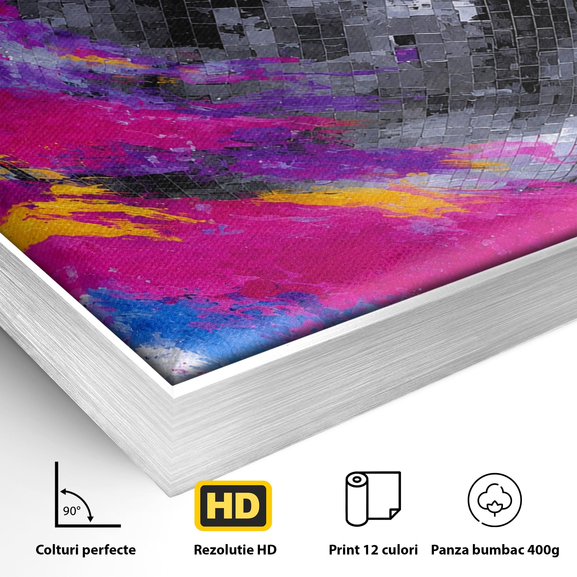 Tablou Canvas Premium LuxCanva® R1044, Planeta Disco, Planeta, Spatiu, Abstract, Living, Dormitor, Culori Vibrante
