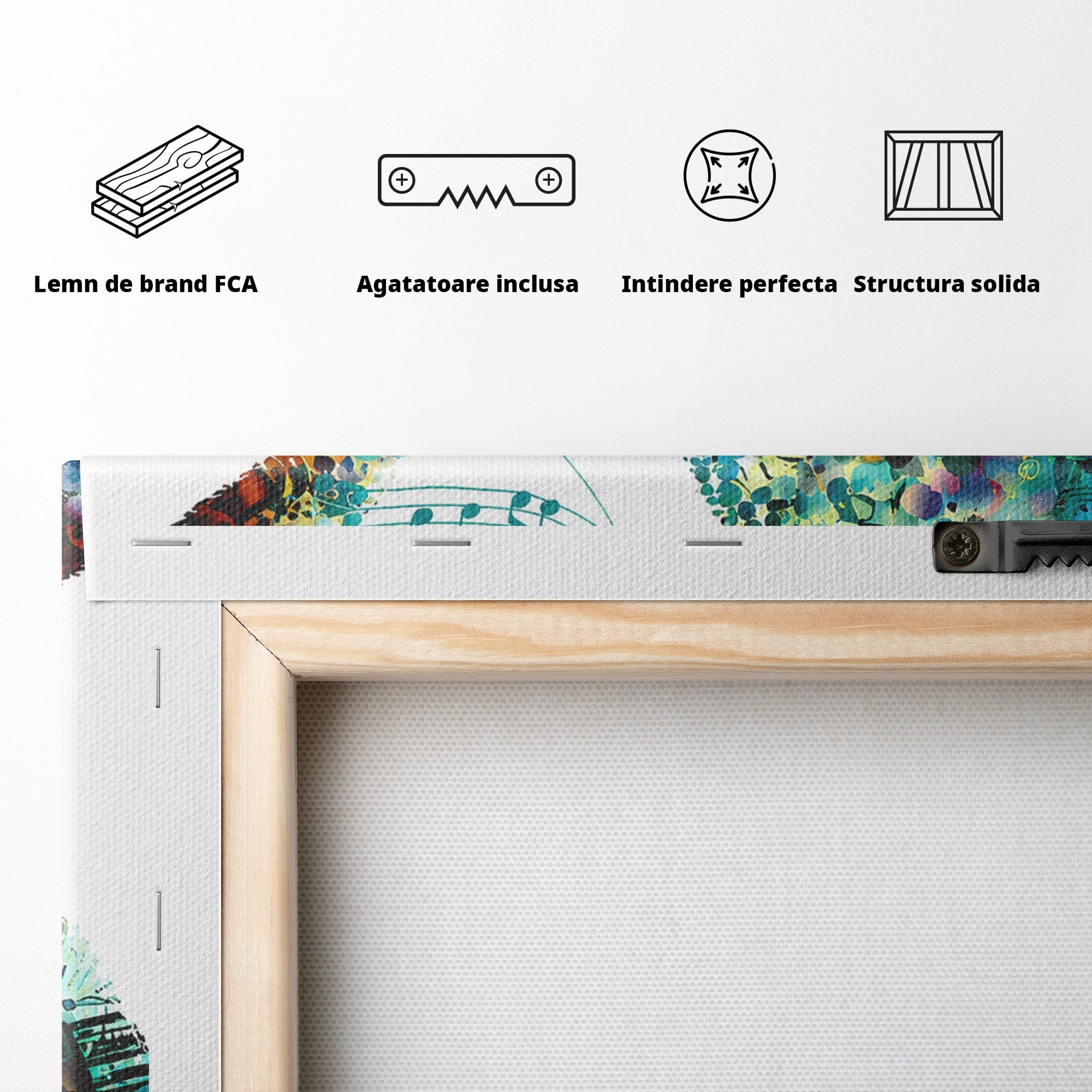 Tablou Canvas Premium LuxCanva® R1045, Pisica Muzicala, Pisica, Muzica, Arta, Living, Creativitate, Culori Vibrante